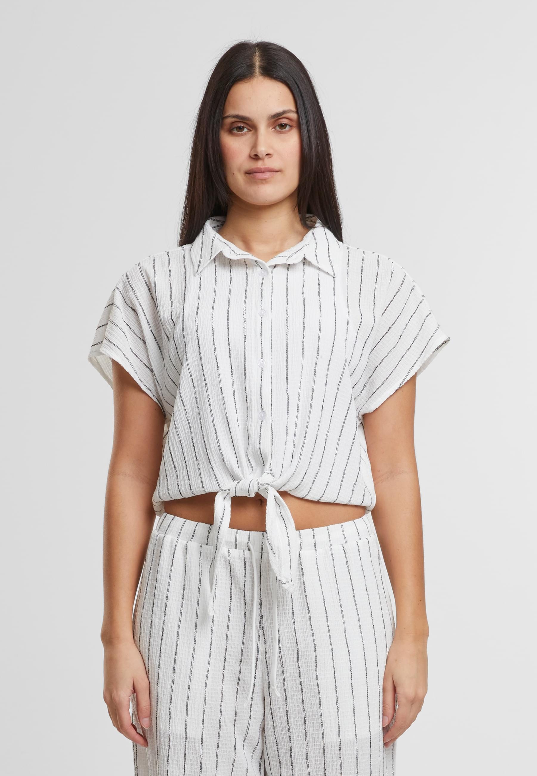 URBAN CLASSICS Klassische Bluse »Urban Classics Ladies Structured Striped Tied Blouse«