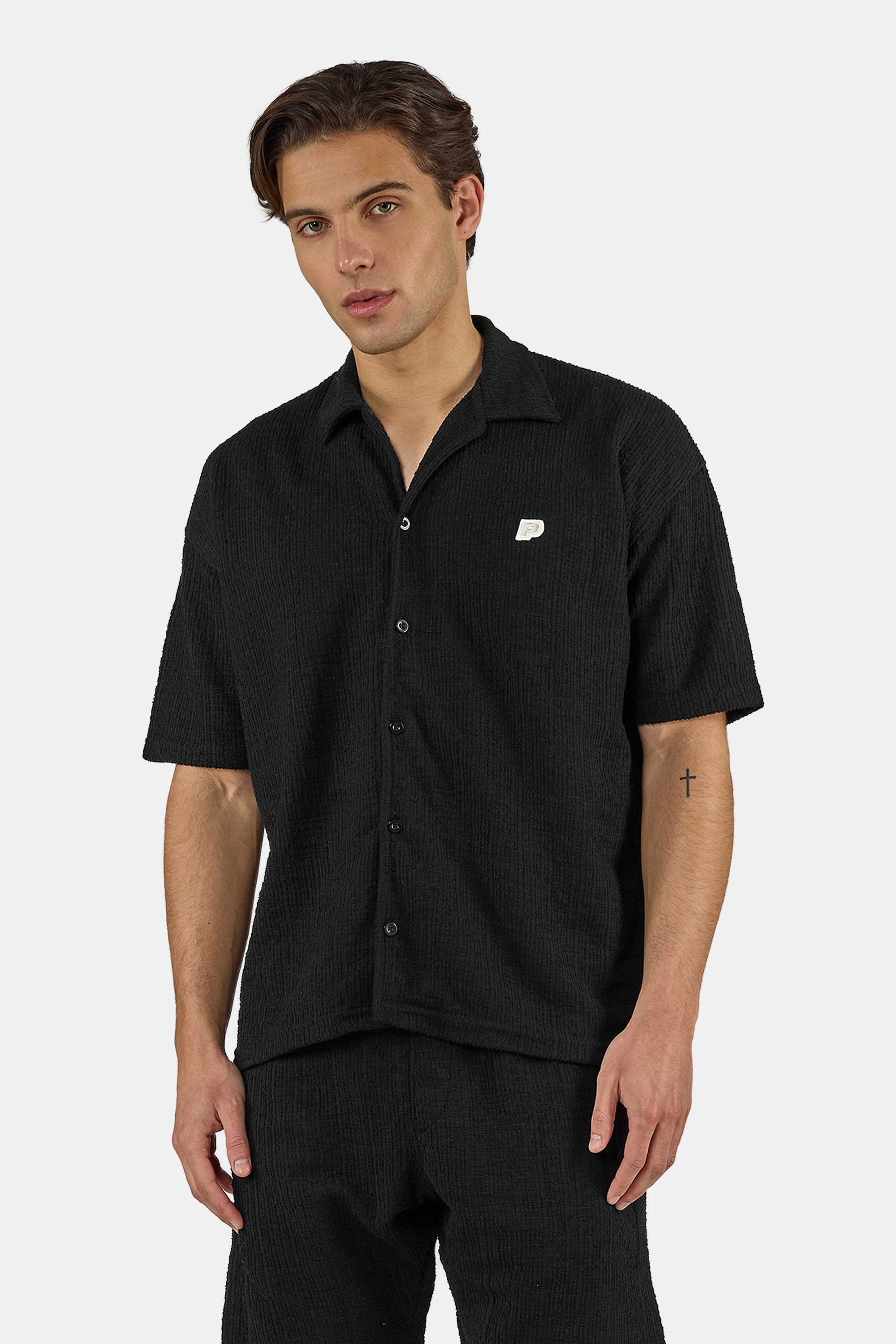 PEGADOR Kurzarmshirt "Libco Structured Knit Shirt" Materialmix, regular fit günstig online kaufen