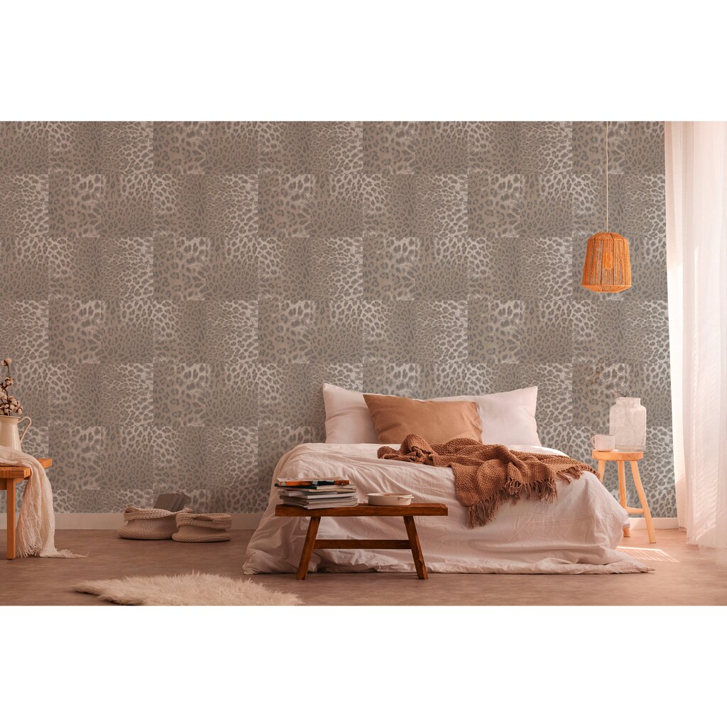 living walls Vliestapete »Desert Lodge«, Fellimitat-animal print-gemustert