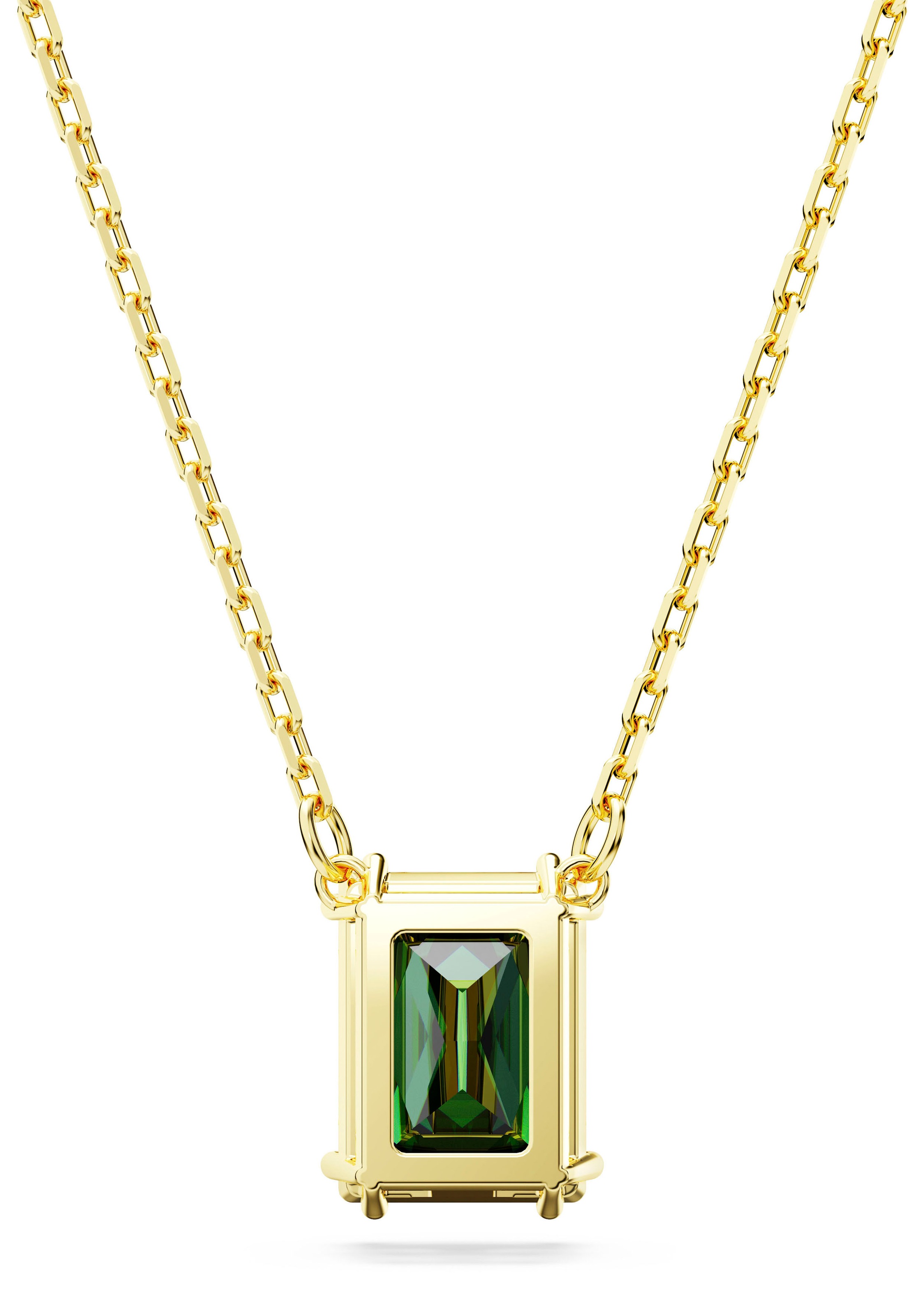 Kette mit Anhänger SWAROVSKI "Stilla Octagon", gold (gelbgoldfarben, grün), Halsketten, Damen, Metall, L: 45 B: 7,5mm, mit Swarovski Zirkonia (synth.), B:7,5mm 3