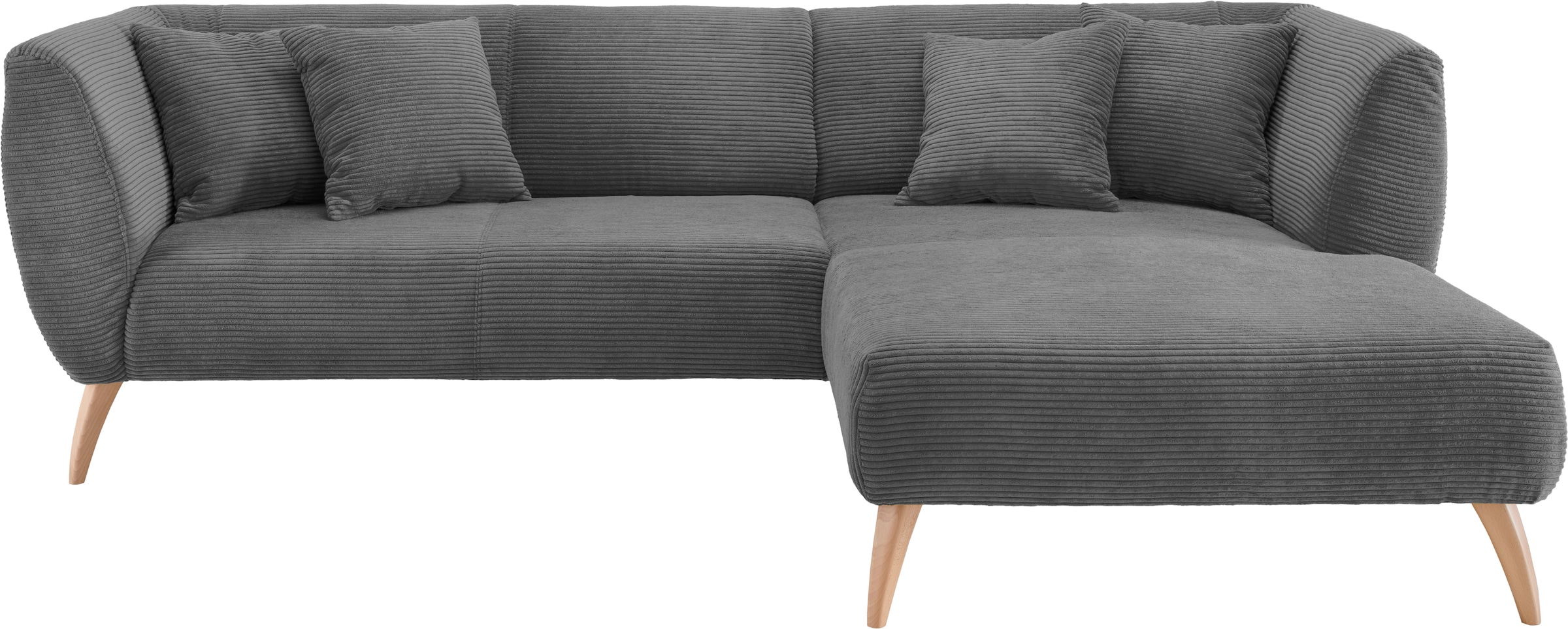 INOSIGN Ecksofa »Colori L-Form«, Holzfußfarbe wählbar, inkl. 4x Zierkissen