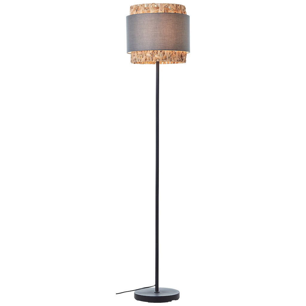 Brilliant Stehlampe »Waterlilly«, 1 flammig-flammig, Ø 35 cm, E27, Metall/Textil/Wasserhyazinthe, grau/beige