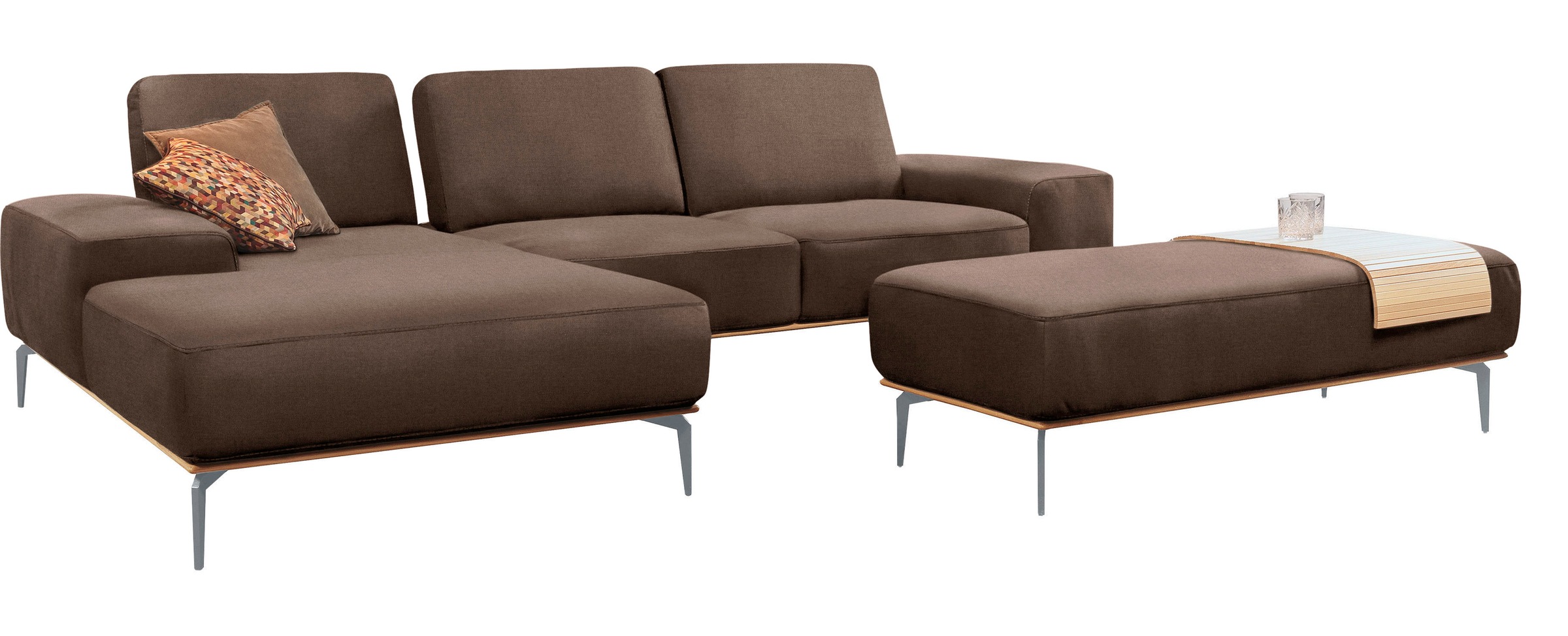 Thumbnail - W.SCHILLIG Ecksofa "run, Designsofa mit tollem Sitzkomfort, bequem, L-Form" mit elegantem Holzsockel, Füße in Silber mat...