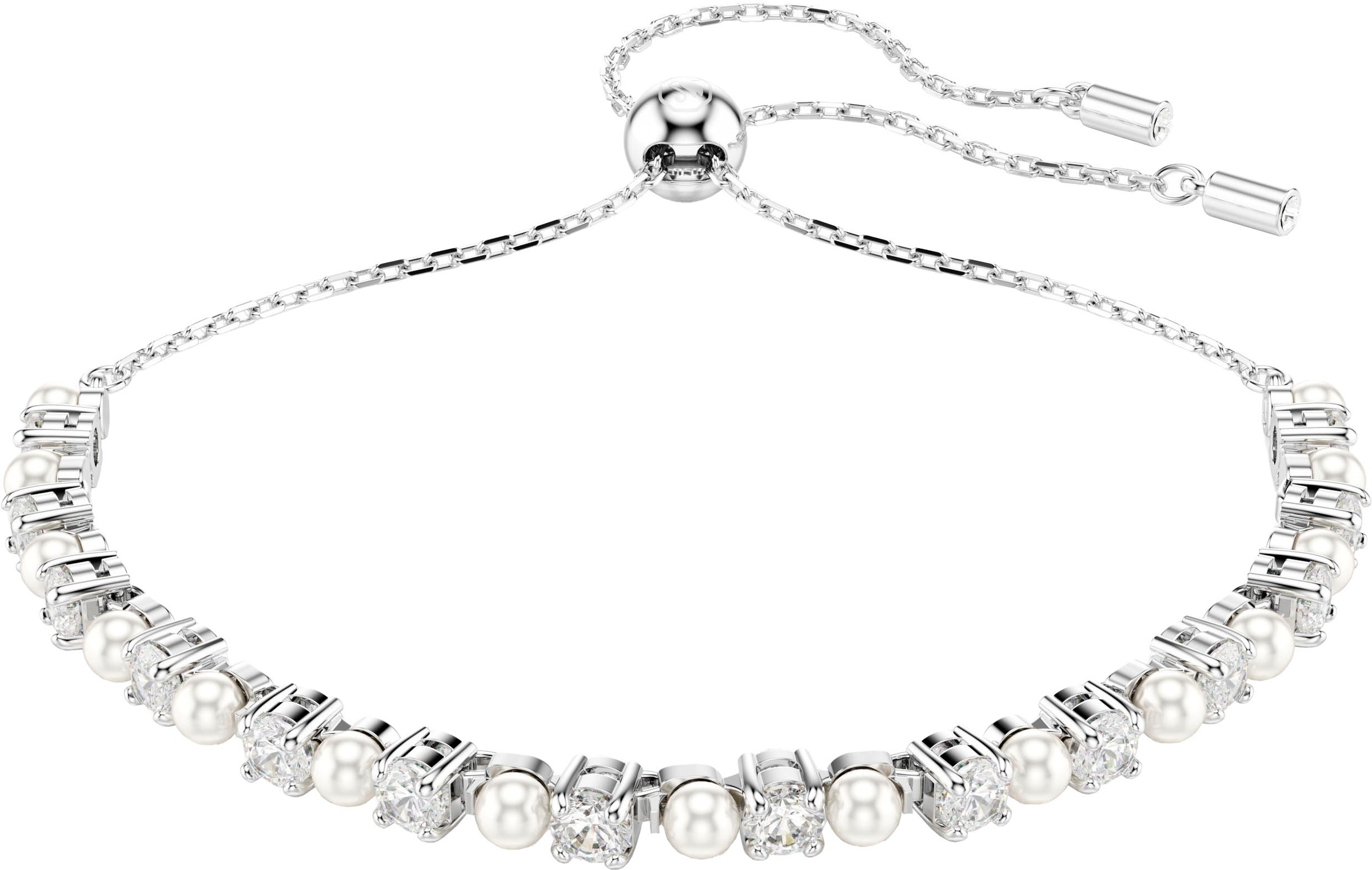 Armband SWAROVSKI "Schmuck Geschenk Matrix Armkette" Gr. M, silber (metallfarben, kristallweiß, weiß, kristallweiß), Armbänder, Damen, M, Metall Perlen, Metall, Perlen, Armband, mit Swarovski Kristall - mit Swarovski Perle 7