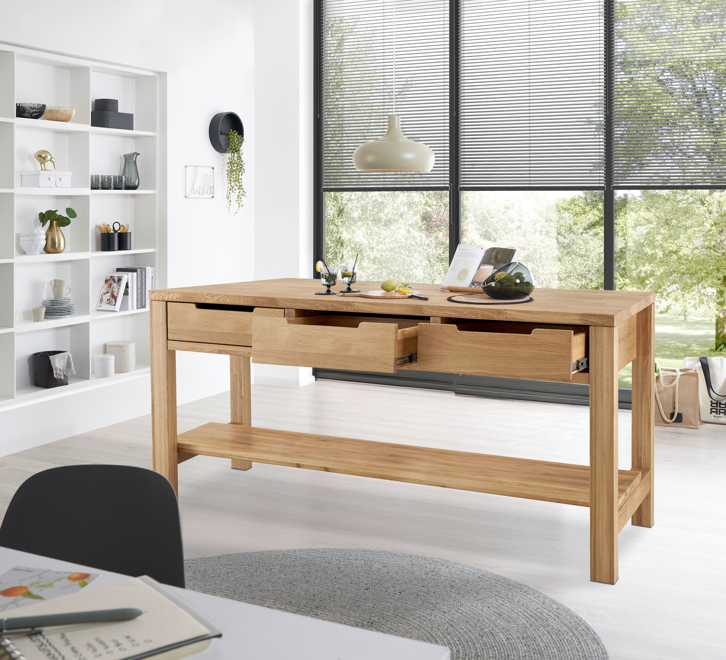 BASIC by Balculina Kücheninsel »Ponza, Kücheninsel BxHxT 180x91x90 cm«, Breite 180cm, Massivholz, Softclose und Vollauszug