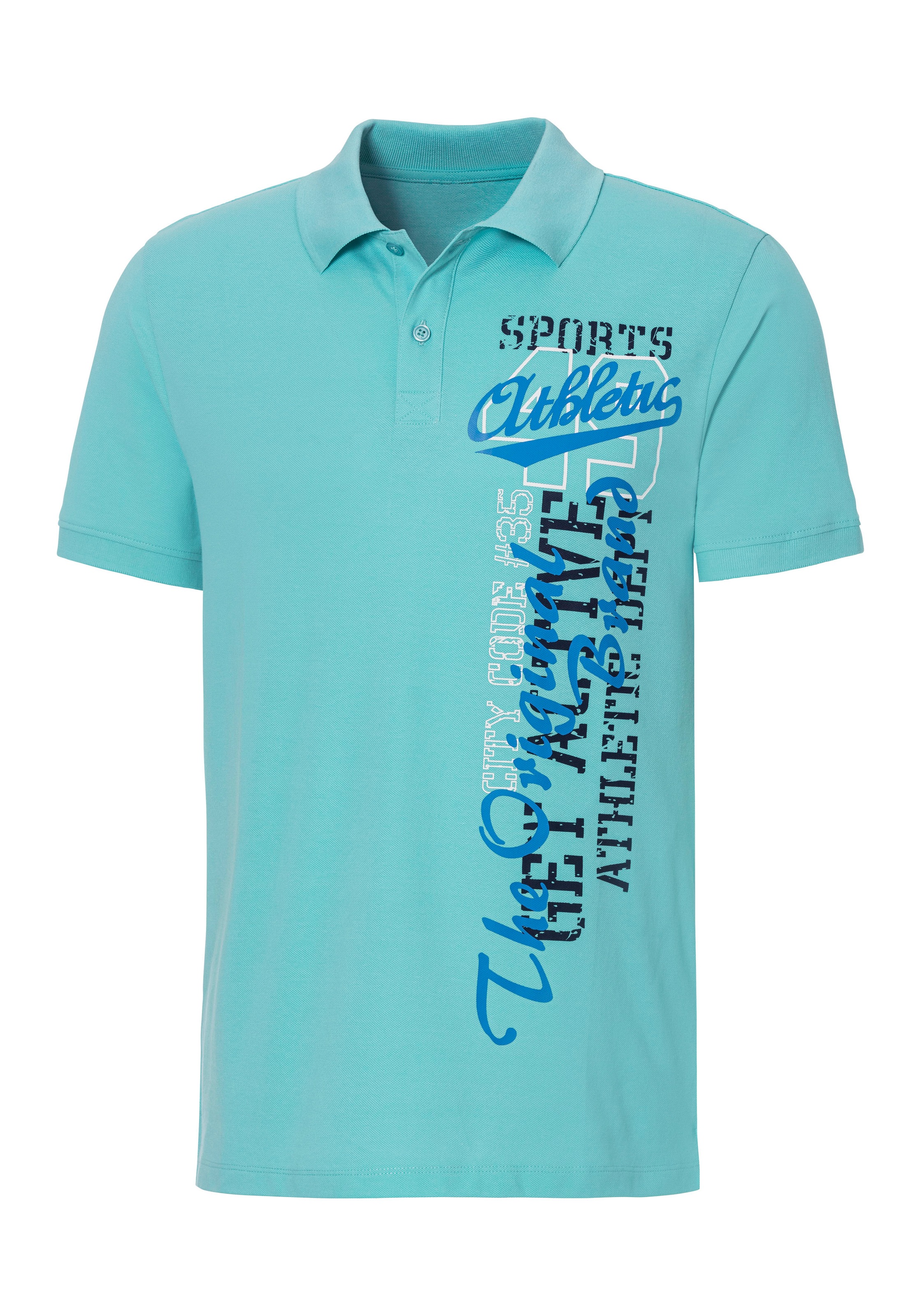 John Devin Poloshirt, mit großem Druck vorn aus Baumwoll-Piqué günstig online kaufen