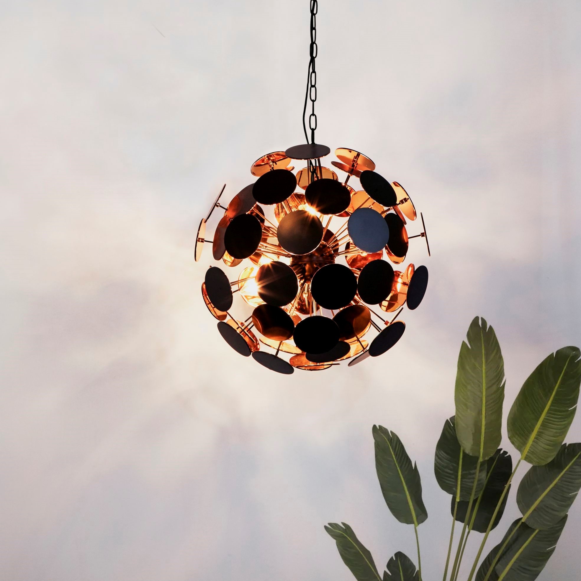 Searchlight Hängeleuchte »Discus 4Lt Pendant  - Black Metal, Black & Gold PC Discs« E14 1 Stk.
