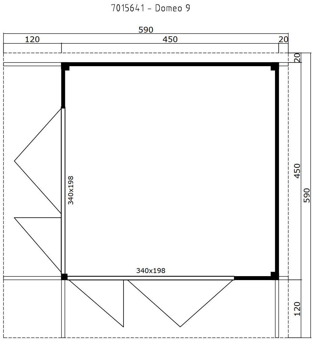 LASITA MAJA Gartenhaus »DOMEO 9 NATUR/ANTHRAZIT«, (Set), mit Überdachung, Fundamentmass 1200+4500 x 1200+4500, Naturbelassen