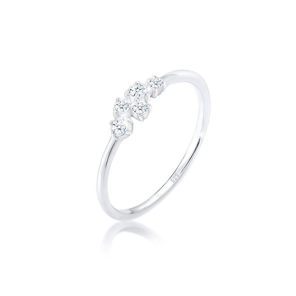 Elli DIAMONDS Verlobungsring »Verlobung Diamant (0.105 ct) Pavé 925 Silber«