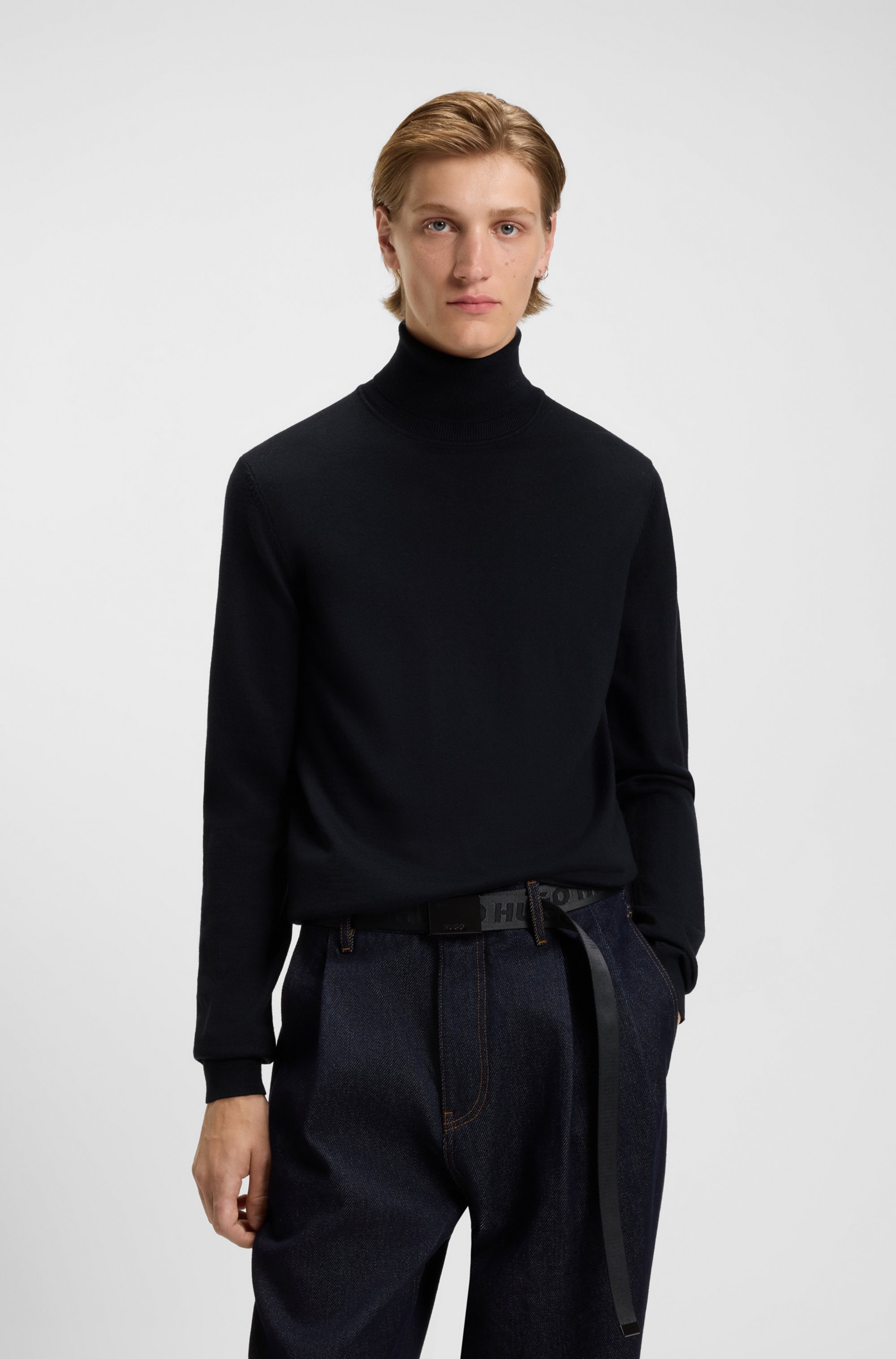 HUGO Rollkragenpullover "San Thomas-M" aus Merinowolle, regular fit
