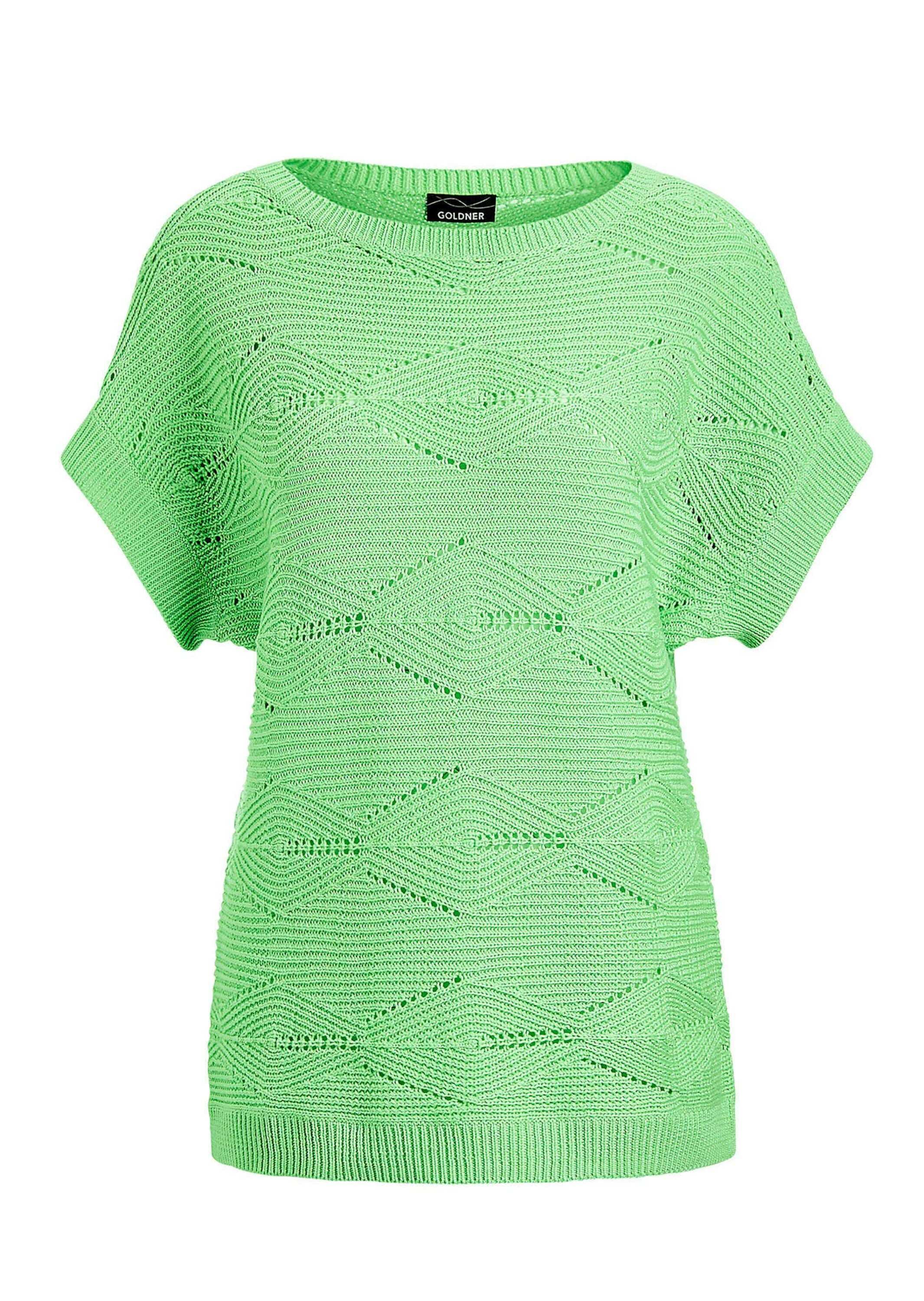 GOLDNER Strickpullover "Kurzgröße Damen Halbarm Strickshirt Uni" günstig online kaufen