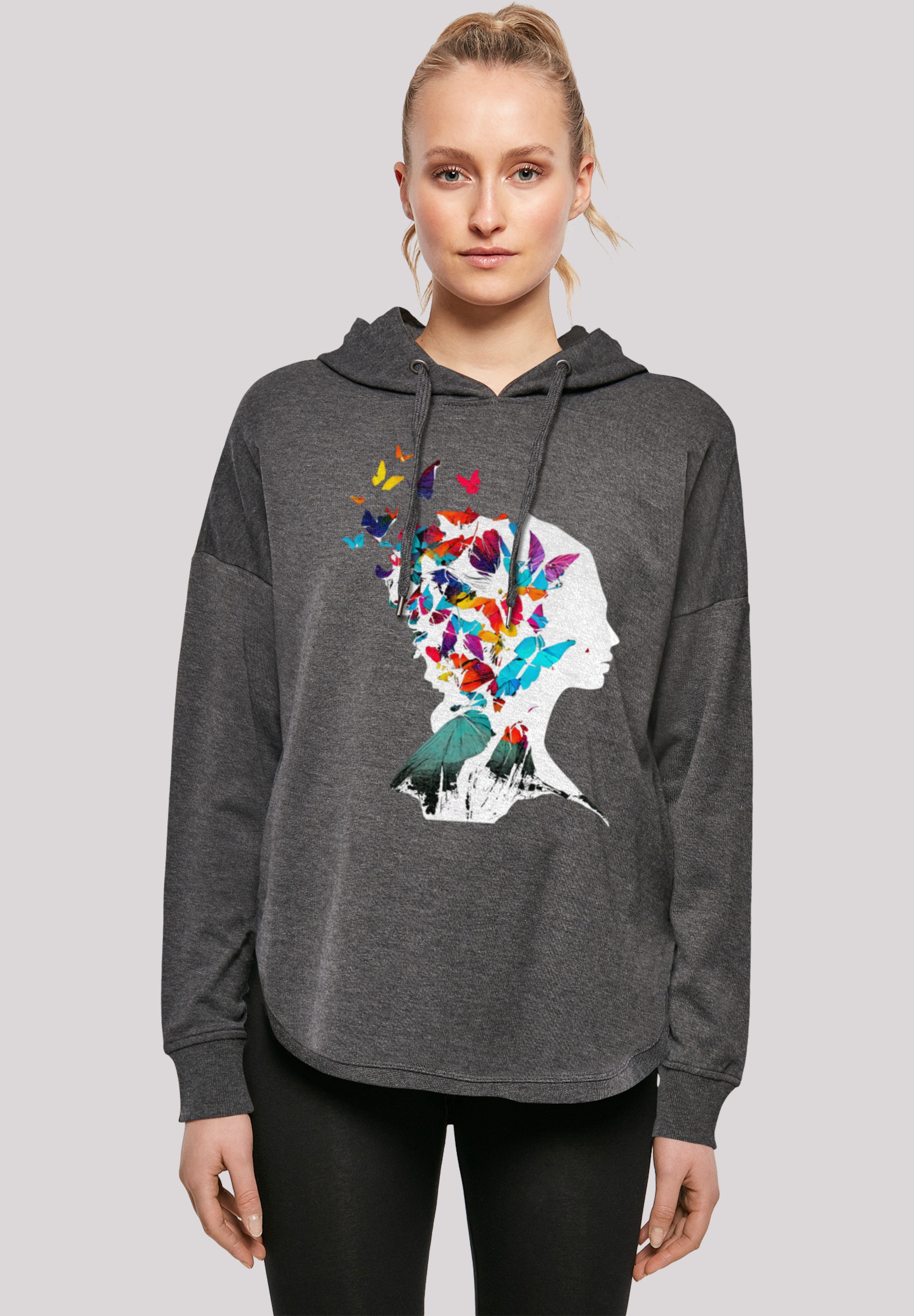 F4NT4STIC Kapuzenpullover "Schmetterling Silhouette OVERSIZE HOODIE", Print