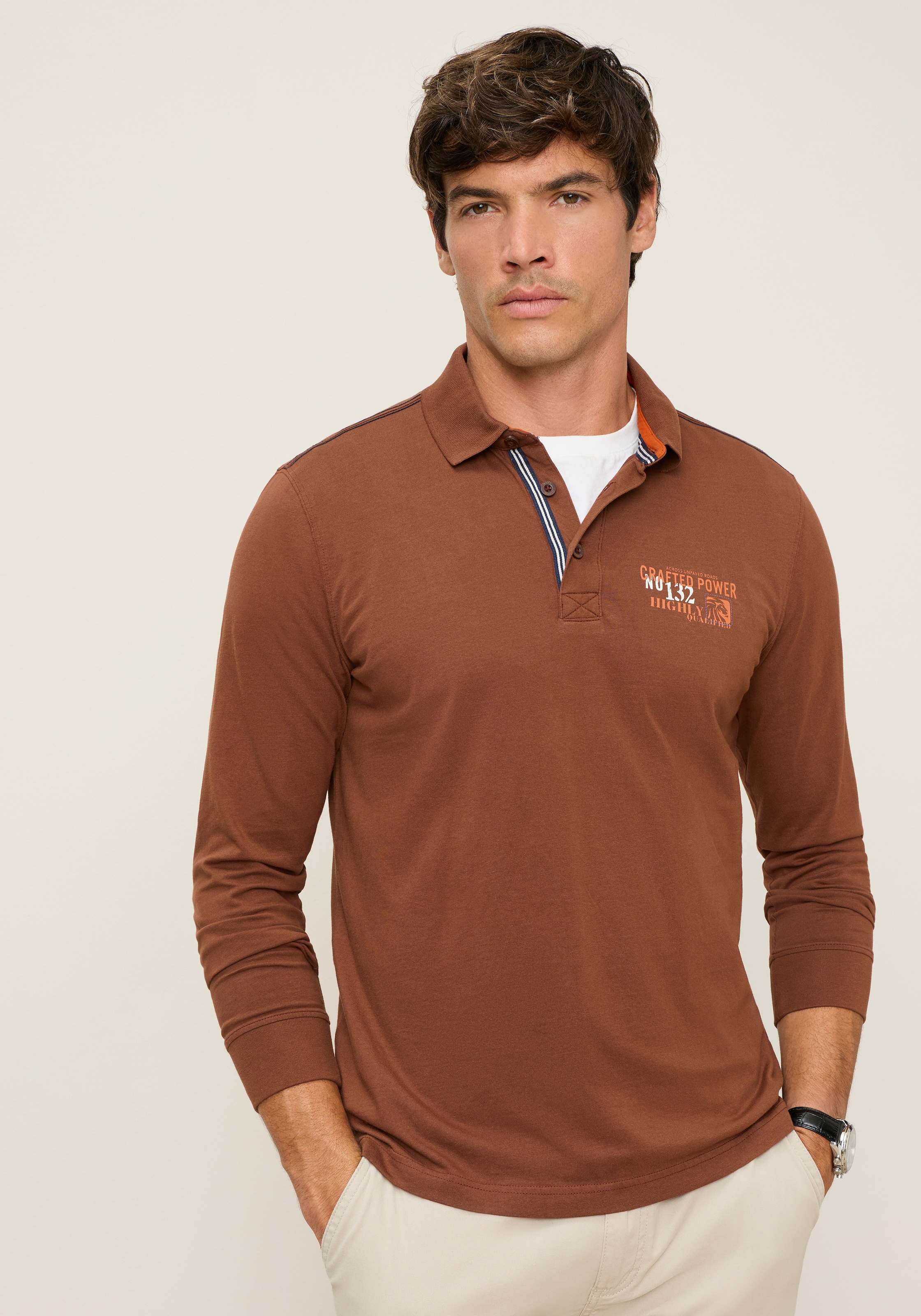 Mans World Poloshirt Normale Passform, mit Langarm, klassischer Look