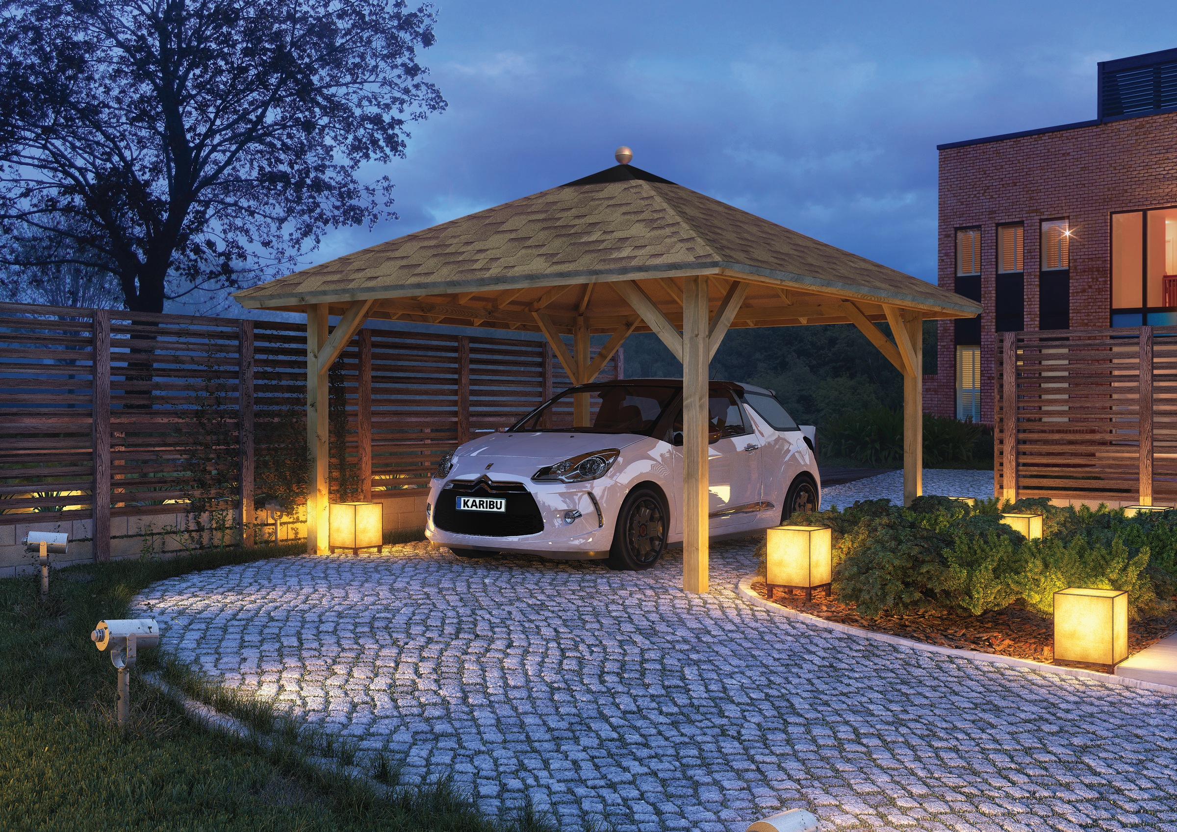 Karibu Pavillon »Kirn1«, (Set), BxTxH: 431x431x315 cm, mit H-Pfostenanker
