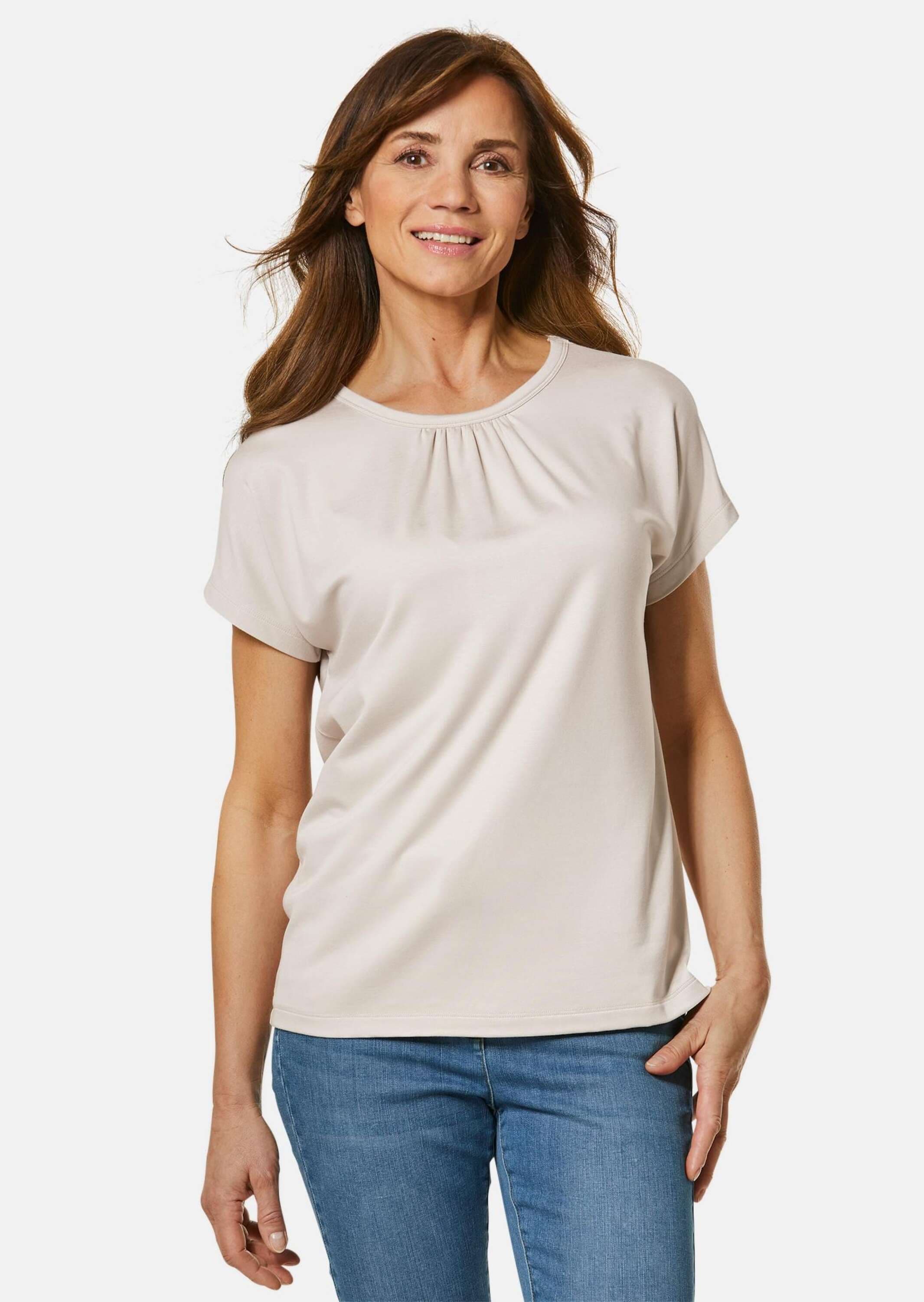 GOLDNER Langarm-Poloshirt »Bequemes Rundhalsshirt aus glänzender Qualität«