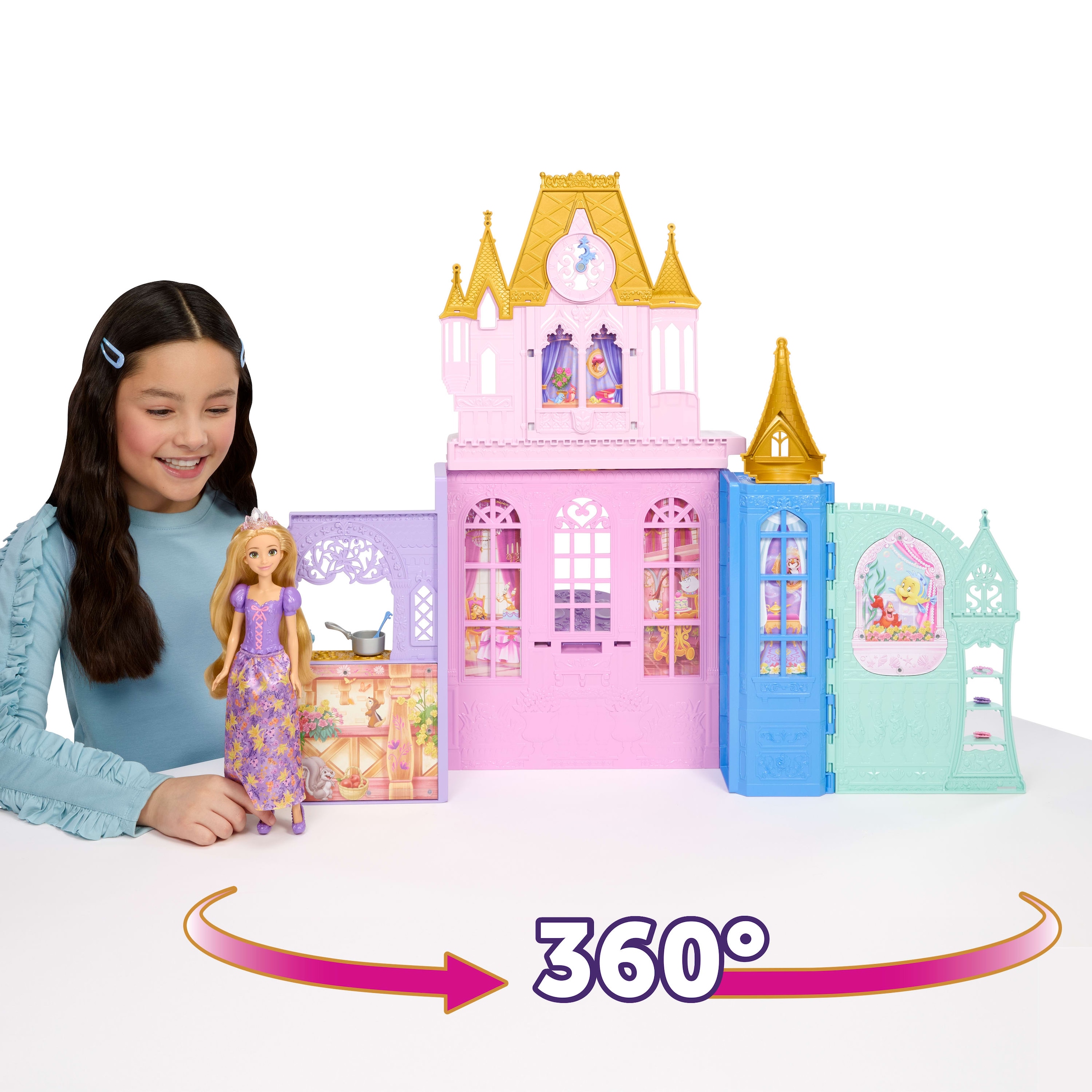 Mattel® Spielwelt »Disney Prinzessin Faltbares Schloss-Spielset mit Rapunzel-Puppe«