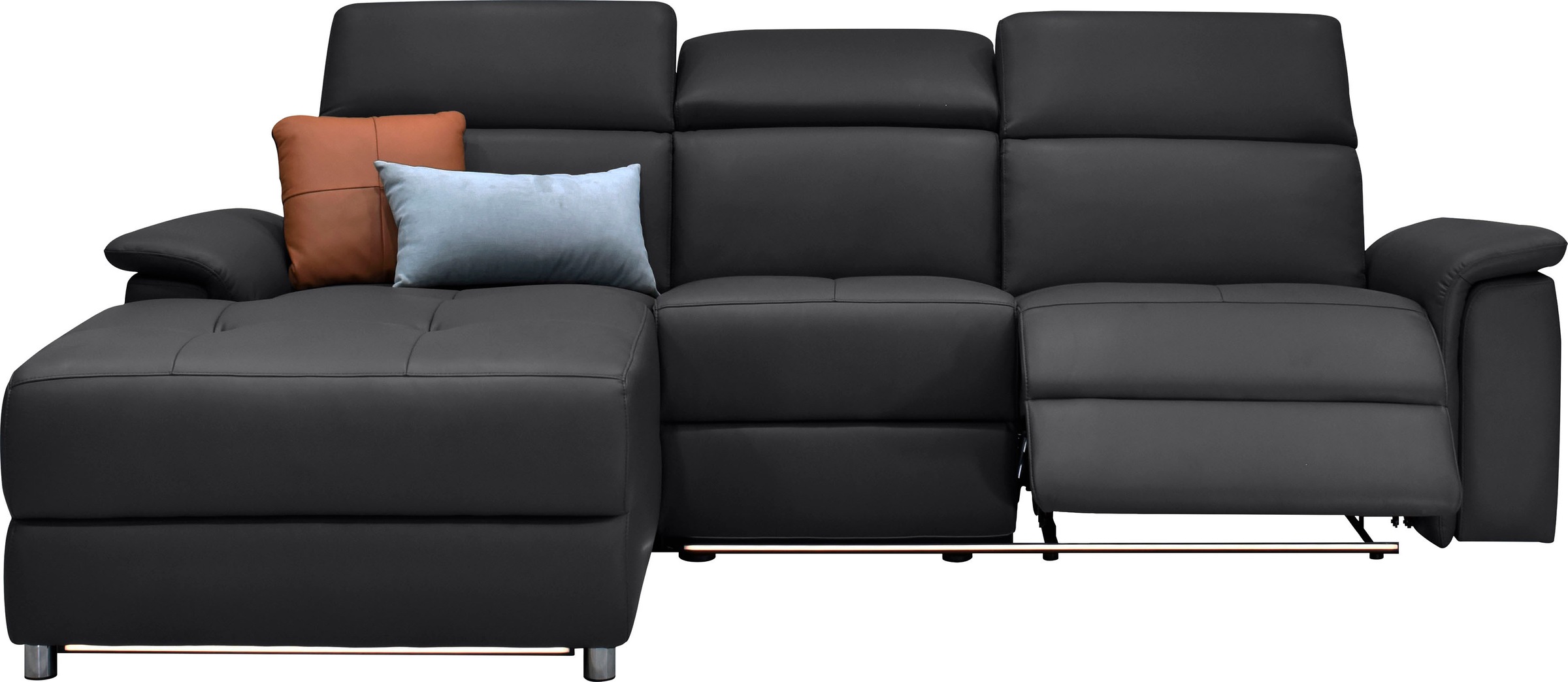 Places of Style Ecksofa »Pareli, L-Form, 259cm,m. Recamiere, Echtleder, Kunstleder, Webstoff«, man. o. elektr. Relaxfunktion, USB/Kopfteilverstellg u. LED