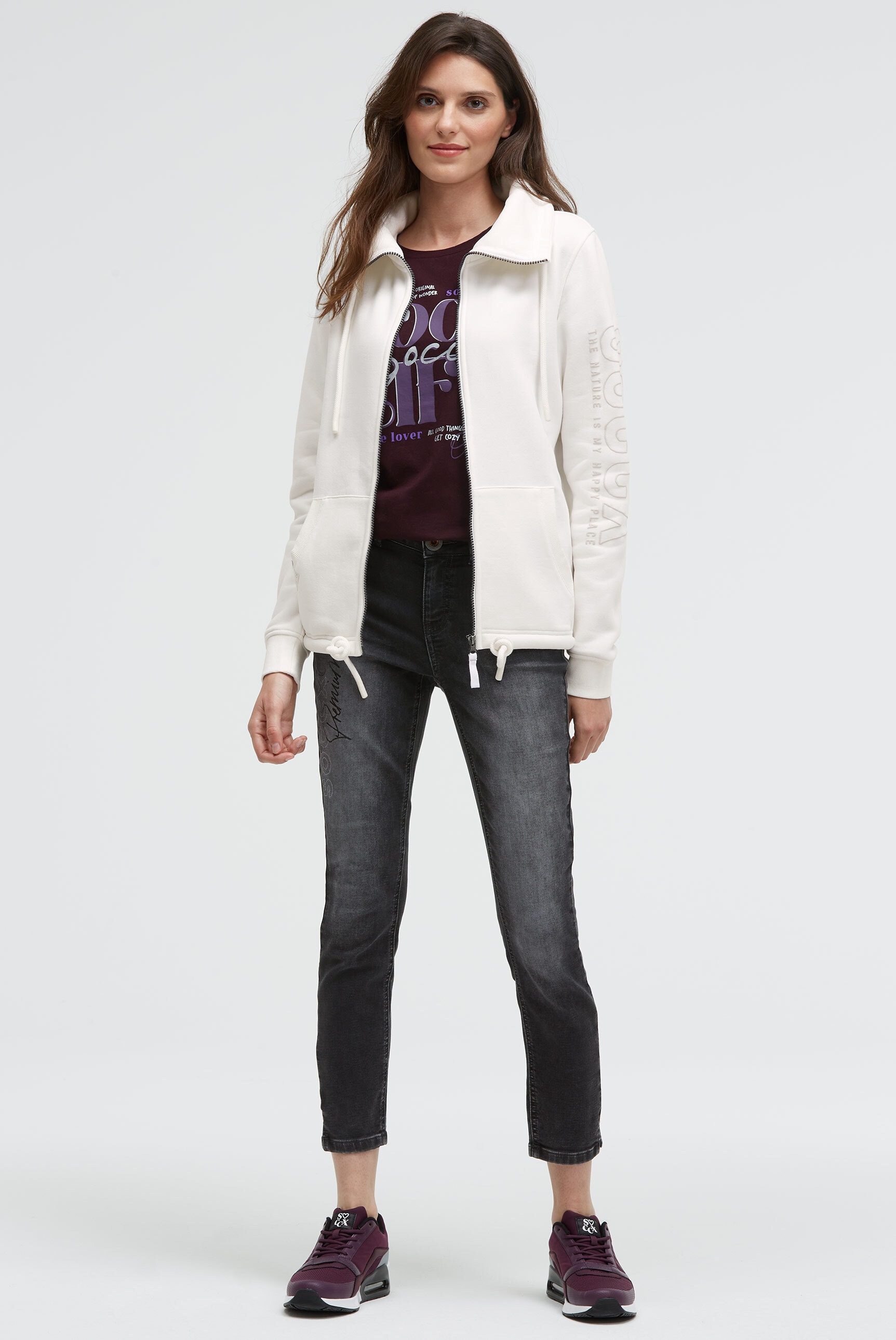 SOCCX Sweatjacke, mit Bindeband am Saum