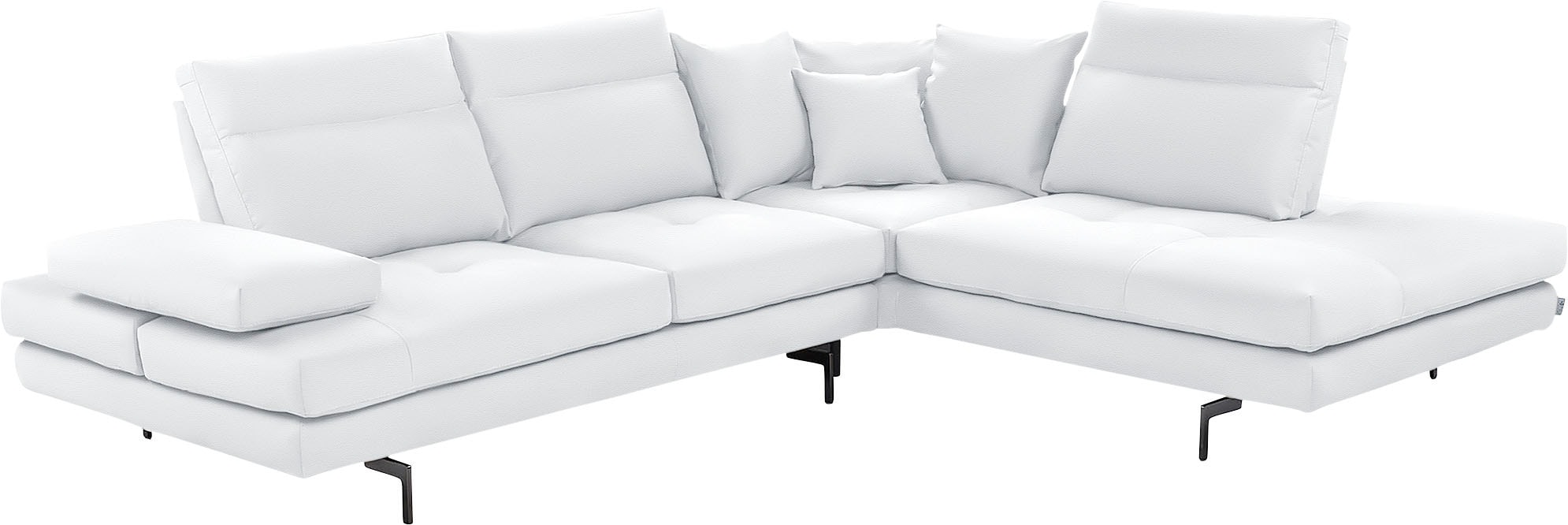 CALIA ITALIA Ecksofa "Toby Wing, B/T: 288/232 cm, Designsofa, Premium Sitzkomfort, L-Form" Sitztiefenverstellung, wahlw. mit Kissen-Set,Füße schwarz matt