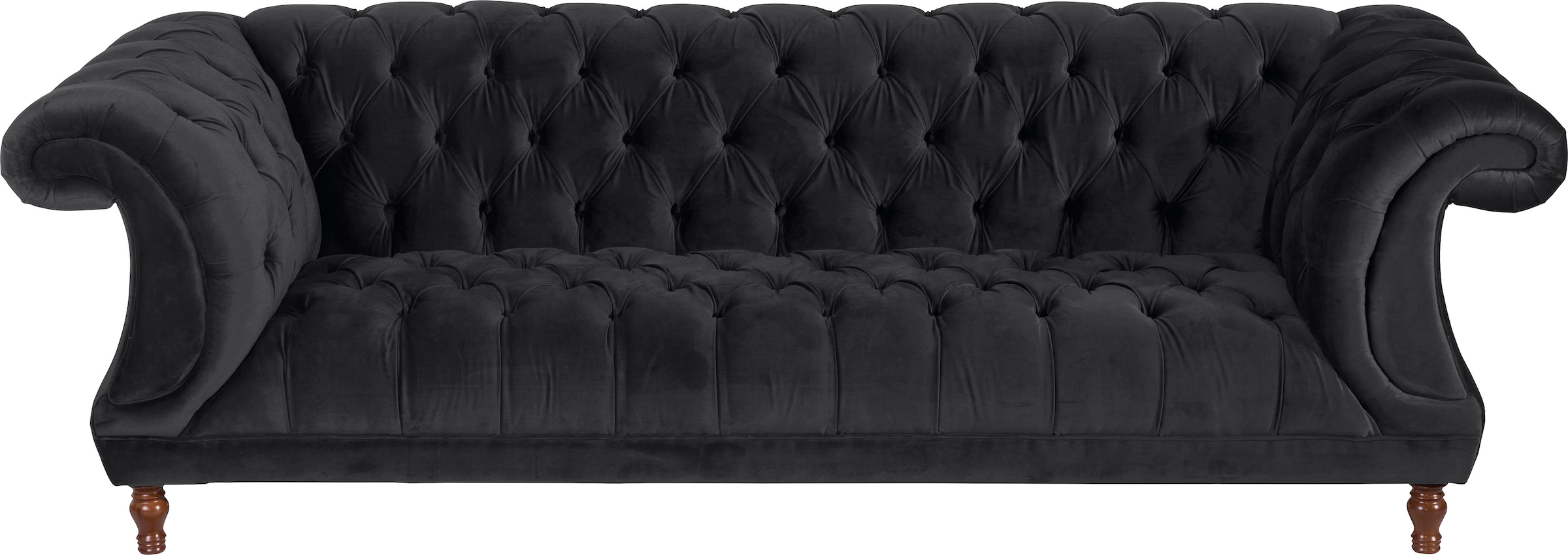 Max Winzer Chesterfield-Sofa "Isabelle", Knopfheftung & gedrechselten Füßen in Buche Nussbaum, Breite 260 cm