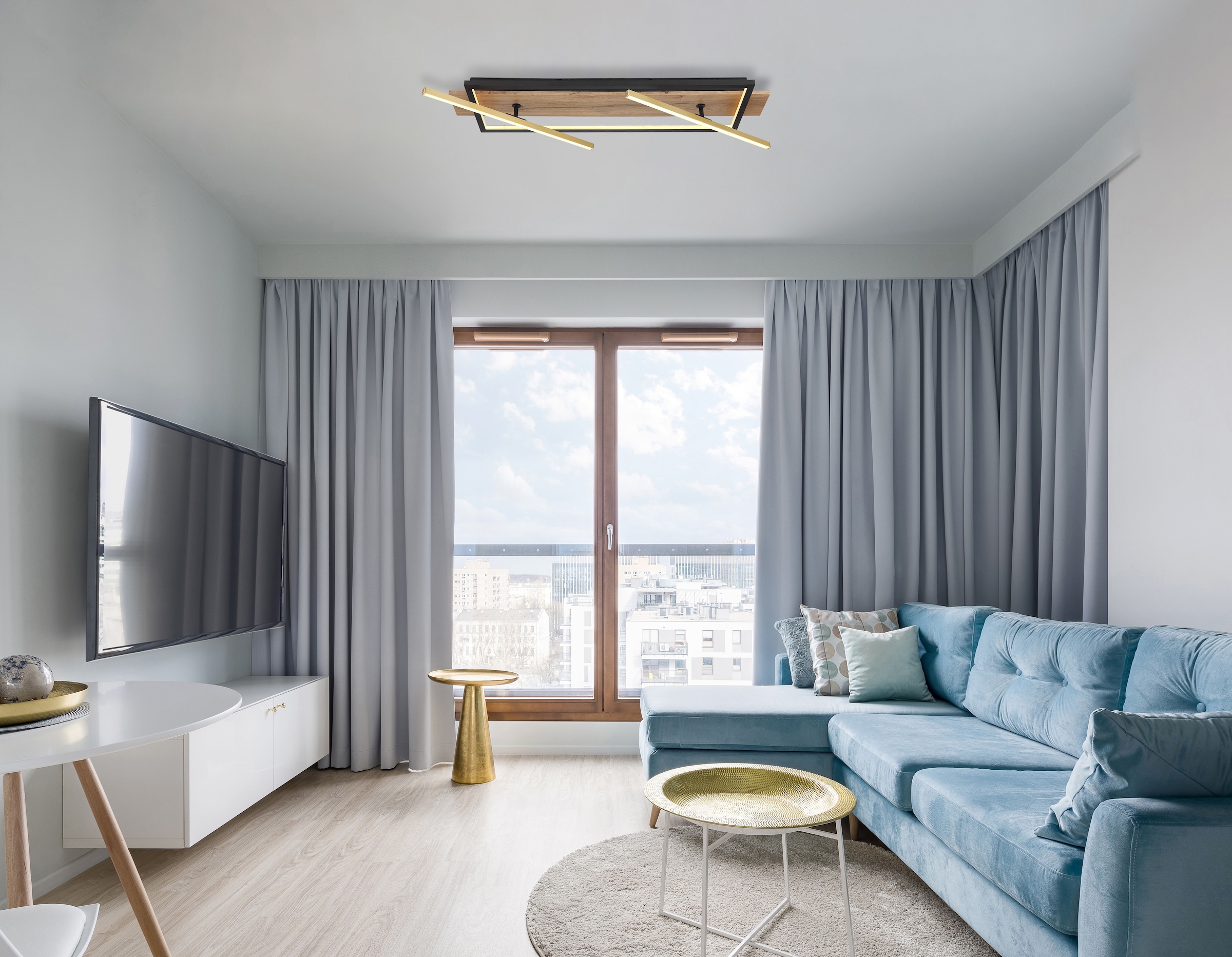 GLOBO LIGHTING LED Deckenleuchte »BEATRIX«, Leuchtmittel LED-Modul | LED fest integriert, Deckenlampe/Wohnzimmer/Schlafzimmer/modern/Holz