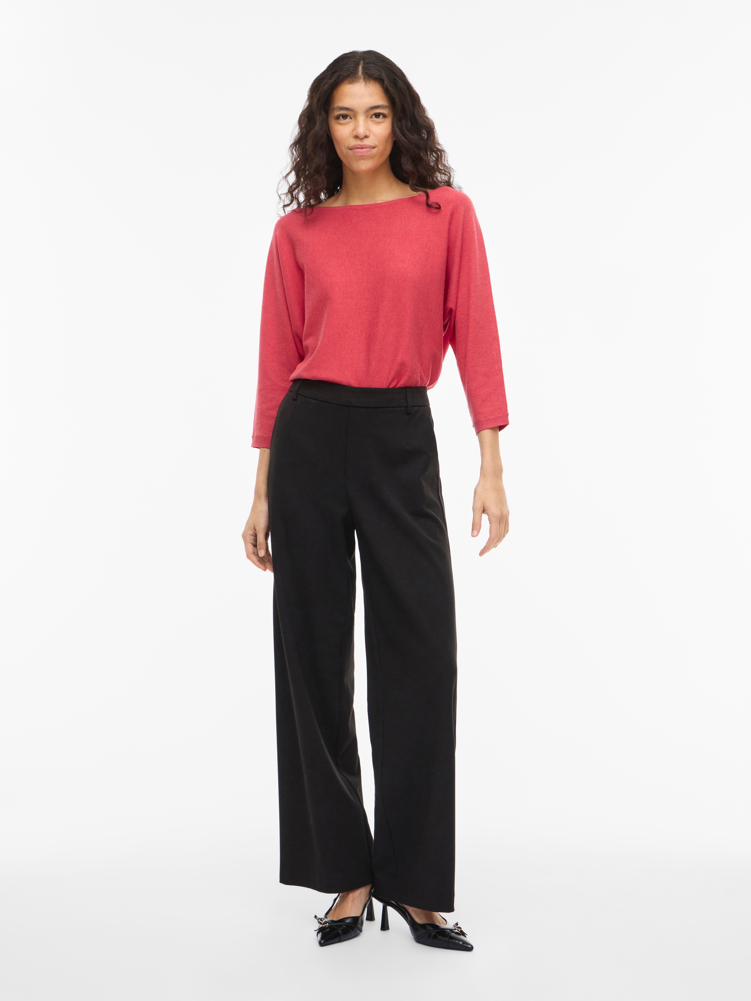 Vila »VIMALU BOATNECK 3/4 SLEEVE KNIT TOP-NOOS« Materialmix, loose fit