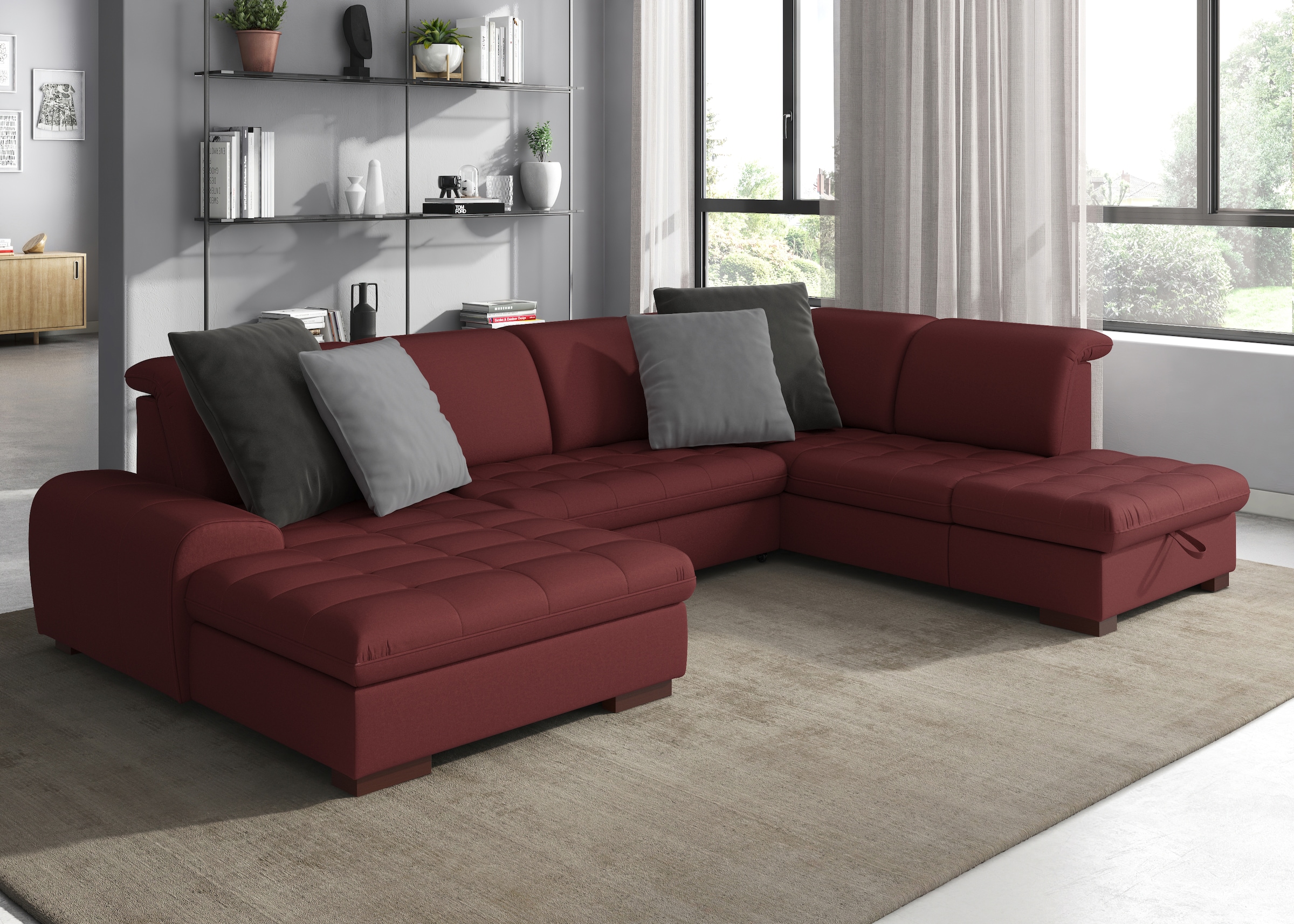 sit&more Wohnlandschaft "Luxor U-Form", wahlweise mit Bettfunktion, Bettkas günstig online kaufen
