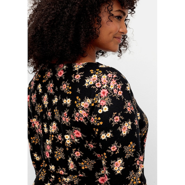sheego Jerseykleid Blumendruck Größen«, by kaufen Wickeloptik, | für »Große mit in Browns Joe BAUR