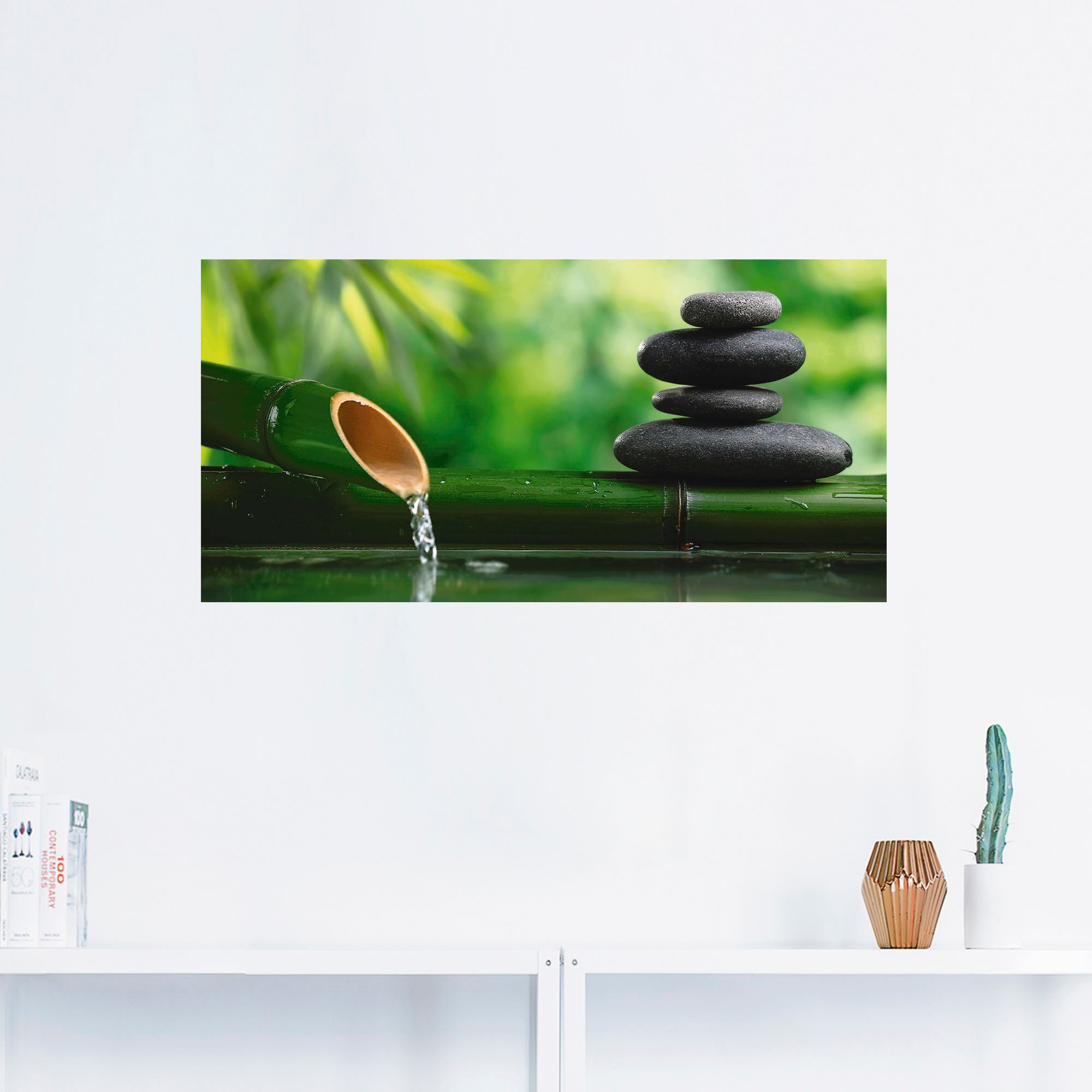 Artland Wandbild »Bambusbrunnen und Zen-Stein«, Zen, (1 St.), als Alubild,  Leinwandbild, Wandaufkleber oder Poster in versch. Größen bestellen | BAUR