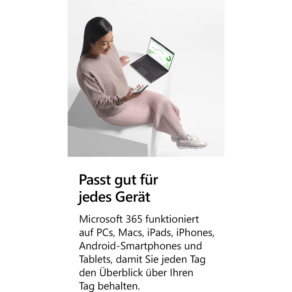 Microsoft Officeprogramm »original Microsoft 365 Single für 1 Person«, (1 St.), Premium-Office-Apps, 1 TB OneDrive Cloudspeicher, Product Key in Box