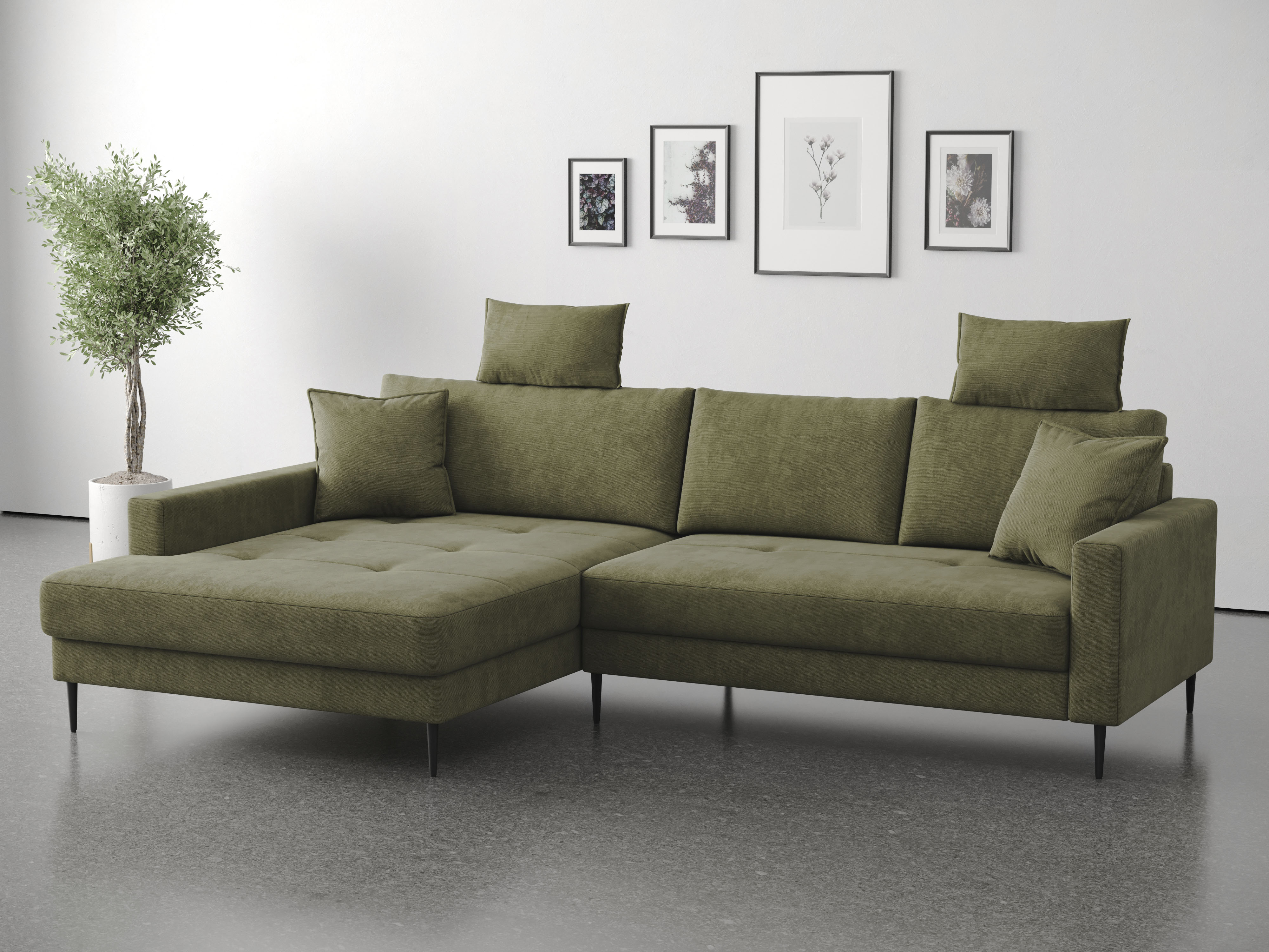 OTTO home Ecksofa "Summer L-Form, B: 280cm, in Cord & Struktur" wahlweise mit Kopfstützen, schwarze Metallfüße
