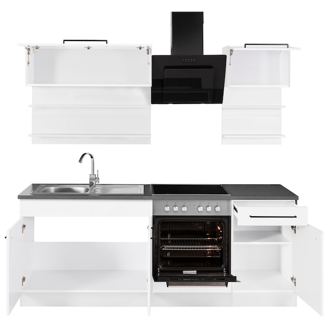 HELD MÖBEL Küchenzeile »Tulsa«, mit E-Geräten, Breite 210 cm, schwarze  Metallgriffe, MDF Fronten bestellen | BAUR