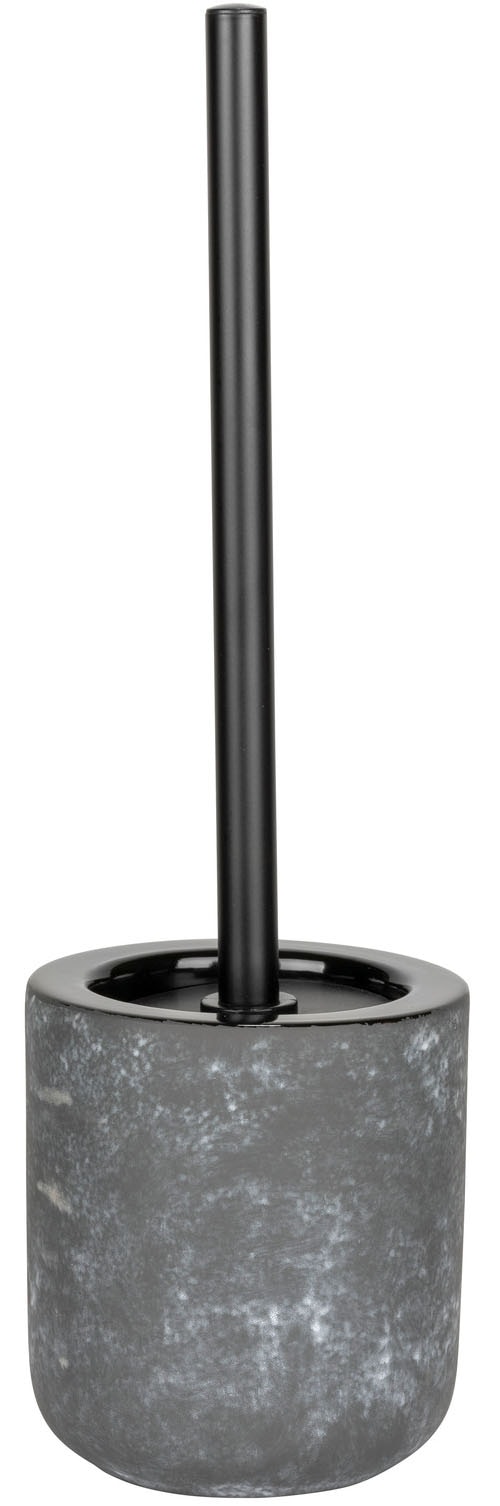 WENKO WC-Garnitur »Sacile« aus Edelstahl | Keramik | Kunststoff Keramik in Beton-Optik, Toilettenbürste mit Kunststoffabdeckung