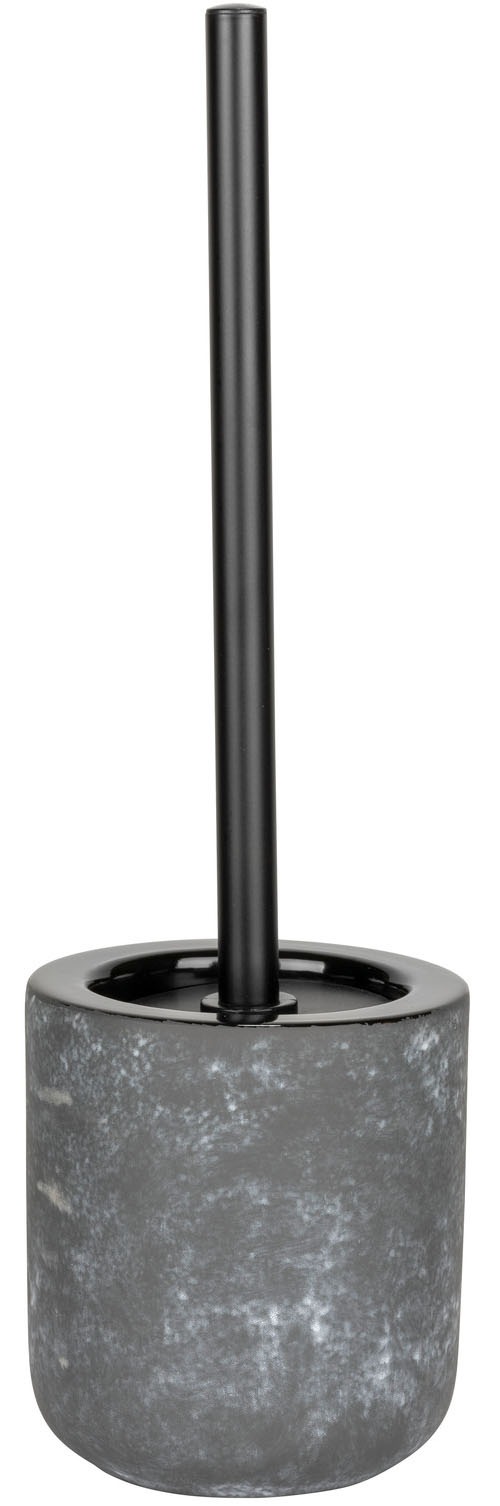 Thumbnail - WENKO WC-Garnitur "Sacile" aus Edelstahl  Keramik  Kunststoff Keramik in Beton-Optik, Toilettenbürste mit Kunststoffabde...