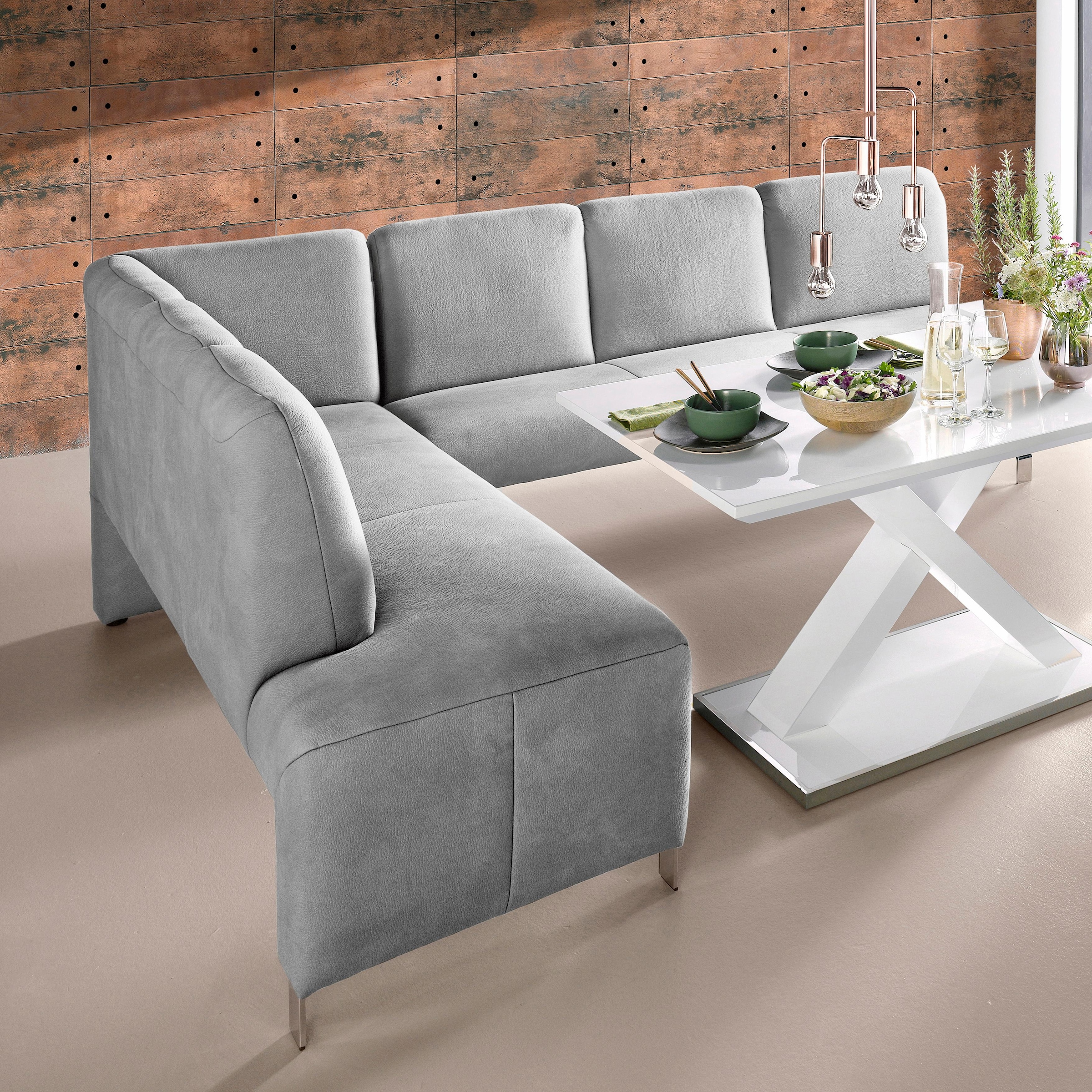 exxpo - sofa fashion Eckbank "Intenso, modern, 263/198 cm (B/T)" hohe Bodenfreiheit, frei im Raum stellbar, hoher Sitzkomfort