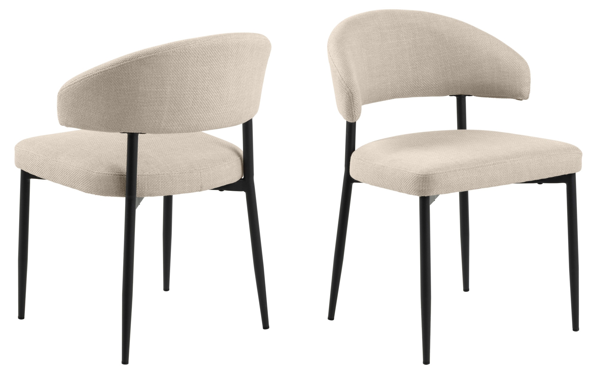 ACTONA GROUP Esszimmerstuhl »Edina Stuhl, Wohnzimmerstuhl«, Luxus-Microfaser, Stoff, schwarze Stahlbeine, 2er-Set