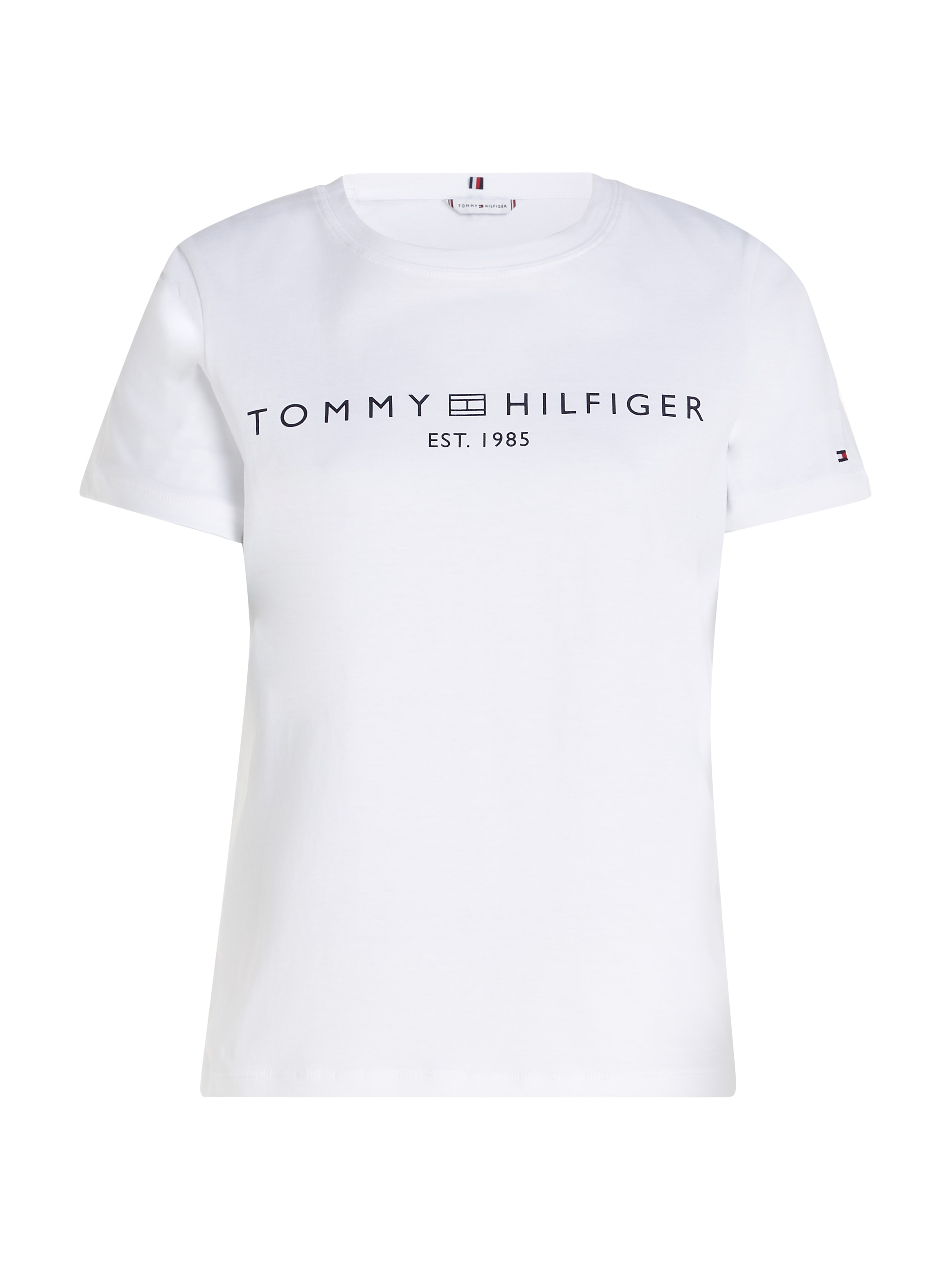 Tommy Hilfiger T-Shirt »REG CORP LOGO C-NK mit Logoschriftzug und Stickerei«, meliert, casual, regular fit, Baumwolle, Rundhals