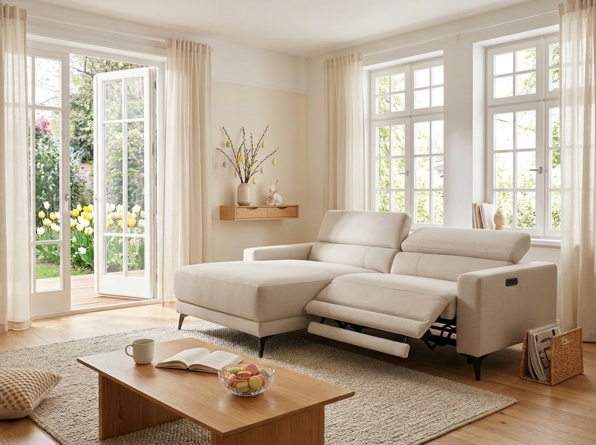 OTTO home Ecksofa »LEWII, L-Form, 213 cm - elektr. Relaxfunktion« mit USB A/C-Anschluss. Federkern, verstellbaren Kopfstützen, Webstoff