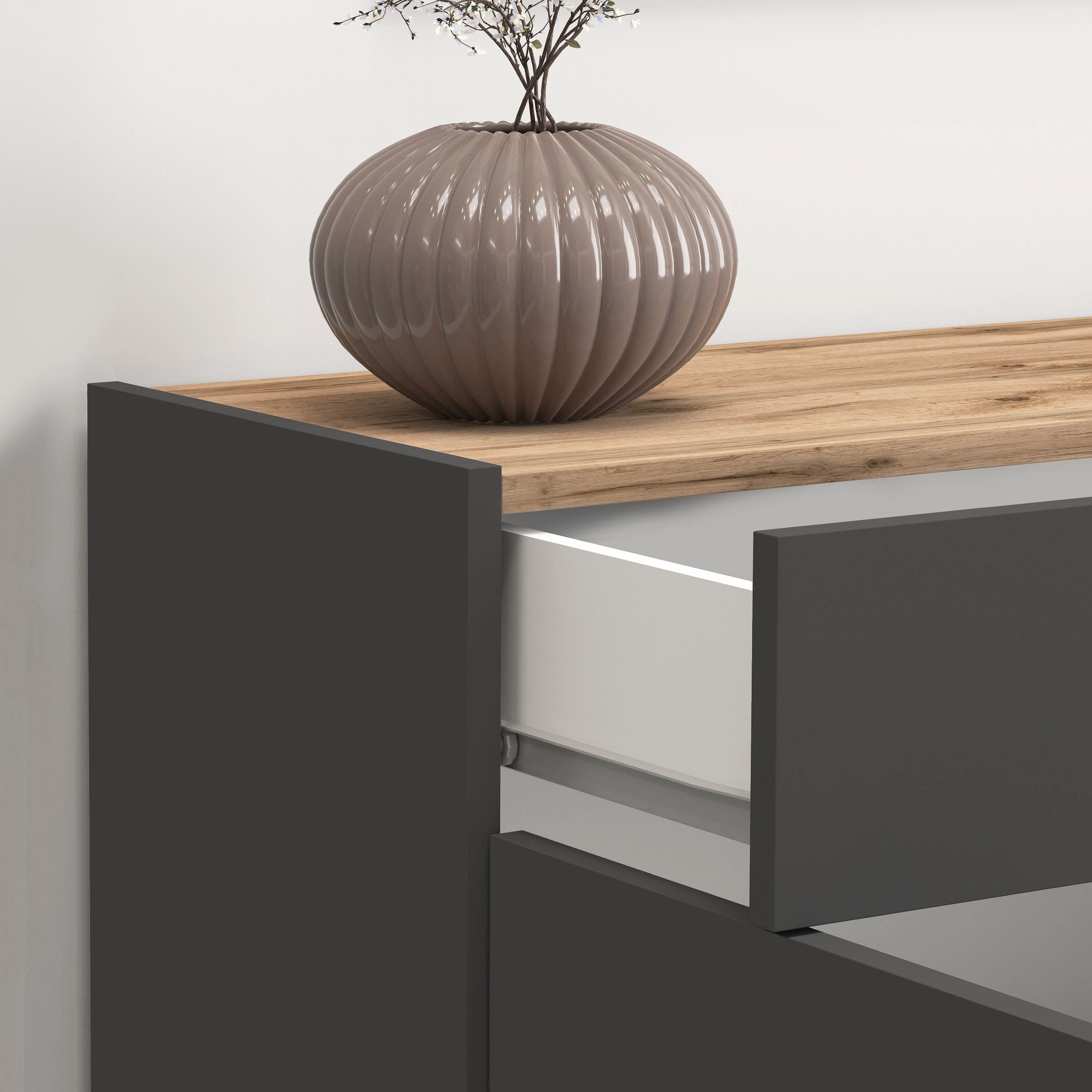 INOSIGN Sideboard »Garda, Kommode, Schrank, Kredenz«, 3 Türen, 1 Schublade, grifflos Breite 120,1 cm