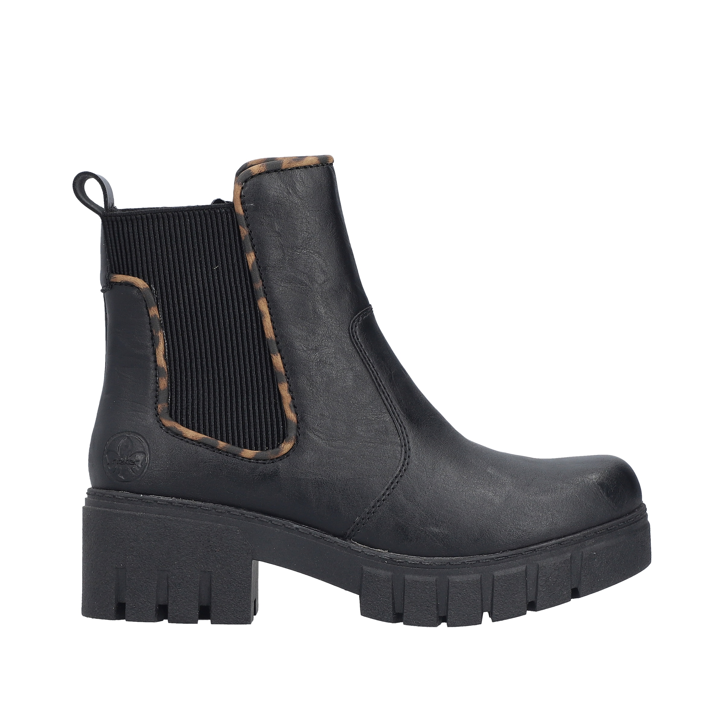 Rieker Chelseaboots  Stiefelette mit dekorativer Einfassung in Leo-Optik