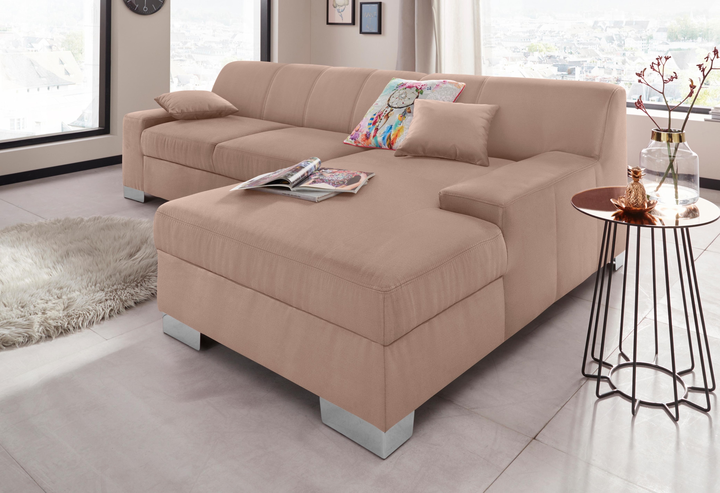 DOMO collection Ecksofa "Pilar L-Form", mit Ottomane, wahlweise mit Bettfun günstig online kaufen