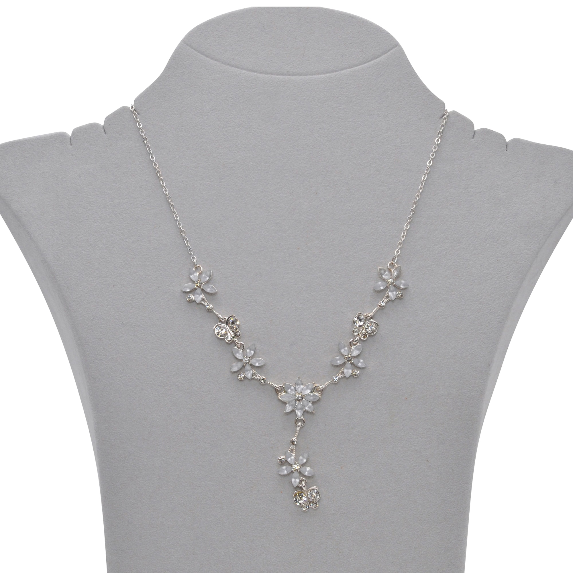 Steuer Collierkettchen »Metall Y-Collier silberf. Mit Blumen und Schmetterlingen«