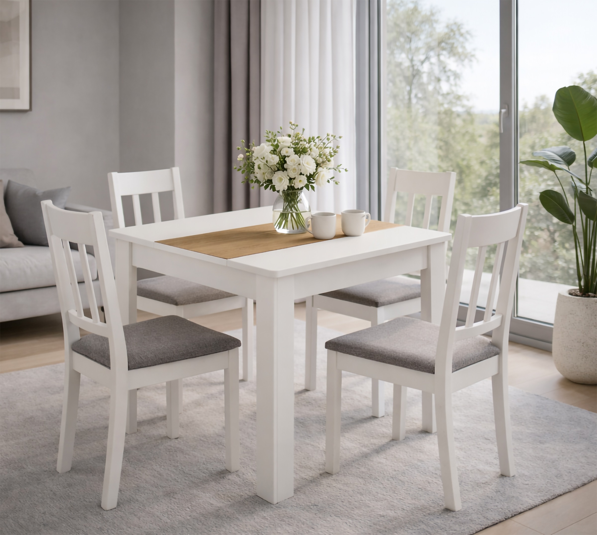 VCM Disalo Dining Table White/Oak 80x80x75cm 2
