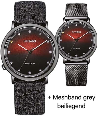 Citizen Solaruhr »EM1007-47E«, (Set, 2 tlg., mit Wechselband), Armbanduhr, Damenuhr, Saphirglas