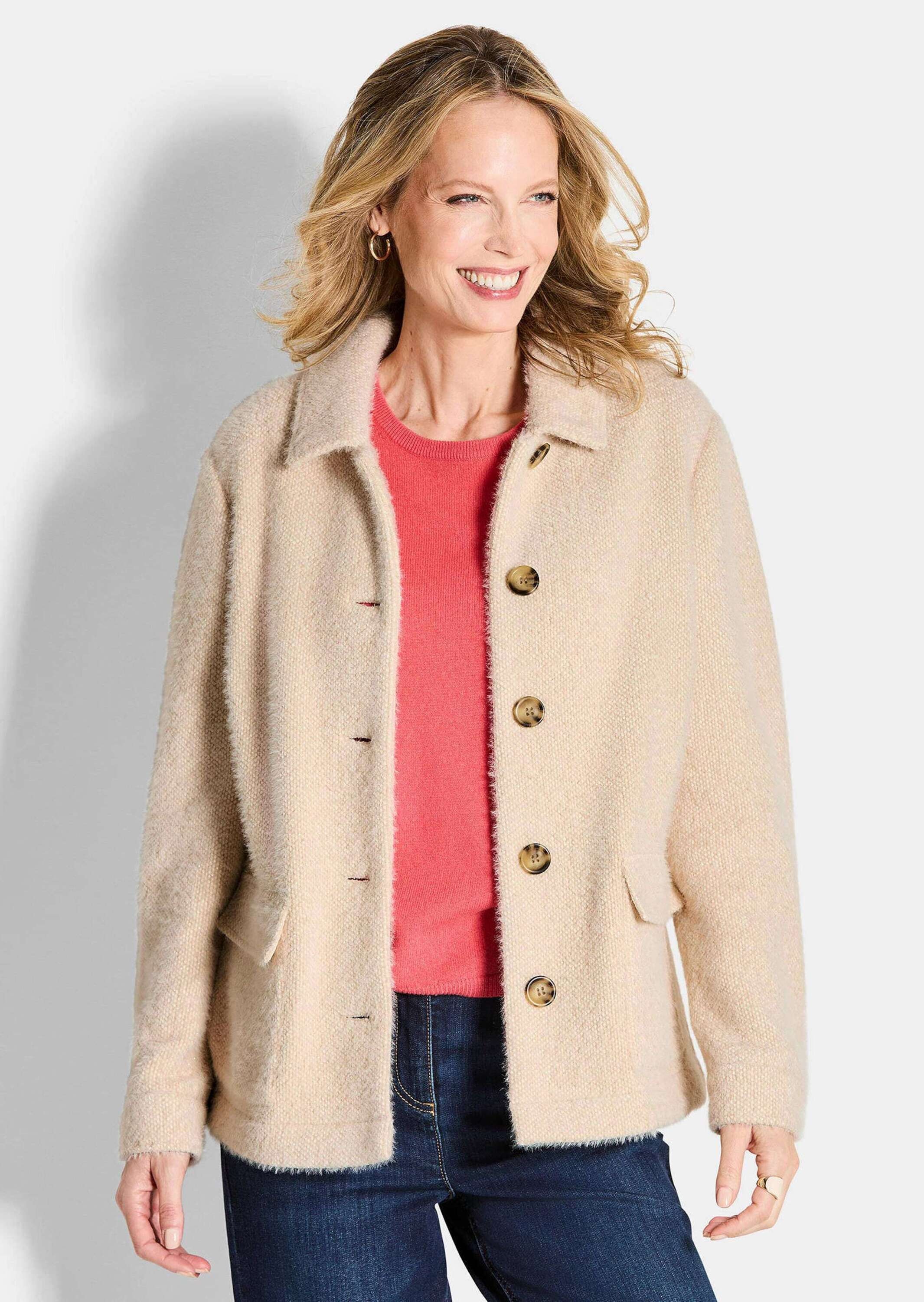 Thumbnail - GOLDNER Kurzjacke "Strickjacke mit dezenter Wabenstruktur" kuschelweiche Jerseyqualität