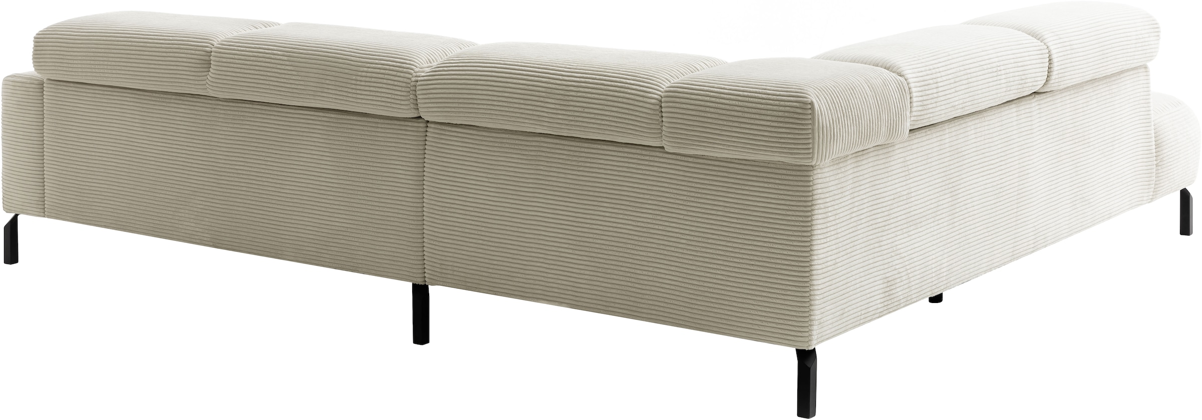 Places of Style Ecksofa »Antonelli, L-Form, inkl. Kopfteilverstellung, Breite 276 cm«, ohne Sitztiefenverstellung, in Cord, natur