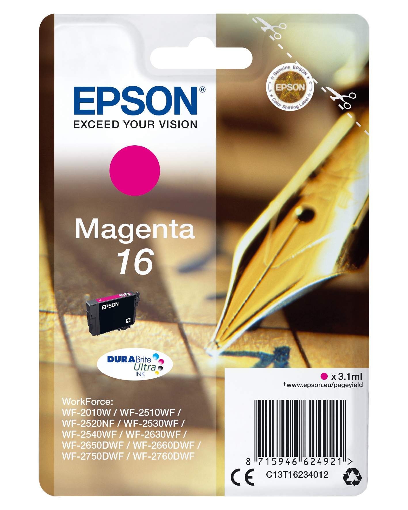 Epson Tintenpatrone »Epson Pen and crossword Singlepack Magenta 16 DURABrite Ultra Ink«