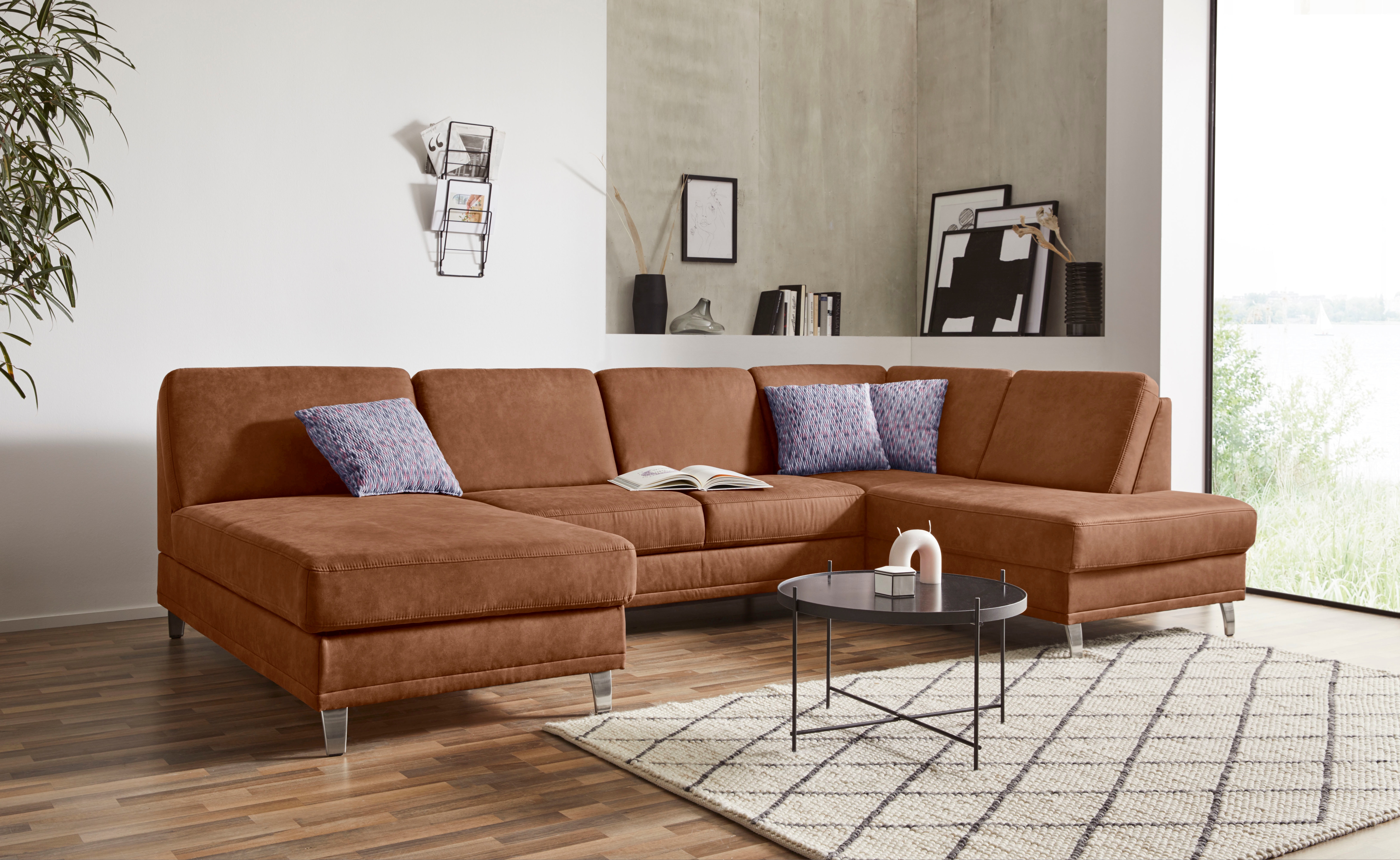 sit&more Wohnlandschaft "Clio U-Form" wahlweise mit Schlaffunktion und Bettkasten, inklusive Federkern