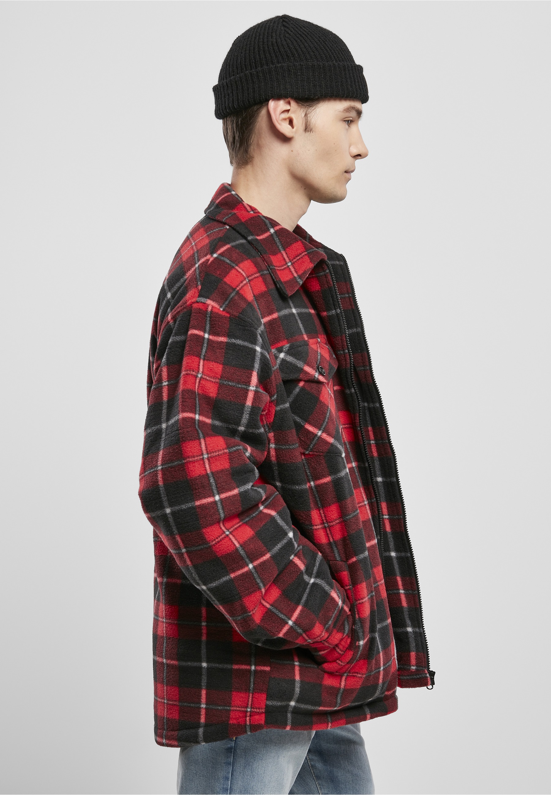 URBAN CLASSICS Langmantel »Urban Classics Herren Plaid Teddy Lined Shirt Jacket«