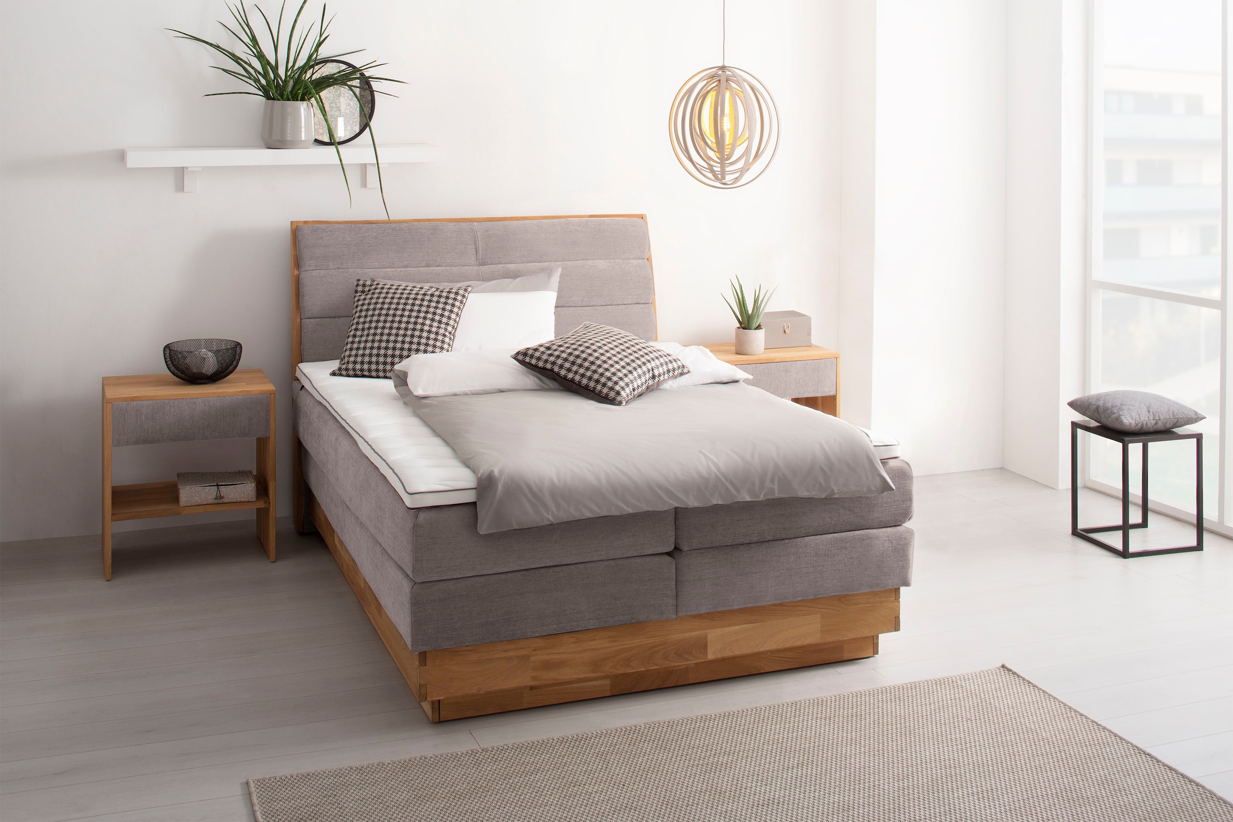 OTTO home Boxspringbett "JENNA in verschiedenen Farben und Breiten erhältlich" LED-Beleuchtung, mit zertifizierten, recycelten Bezugsstoffen
